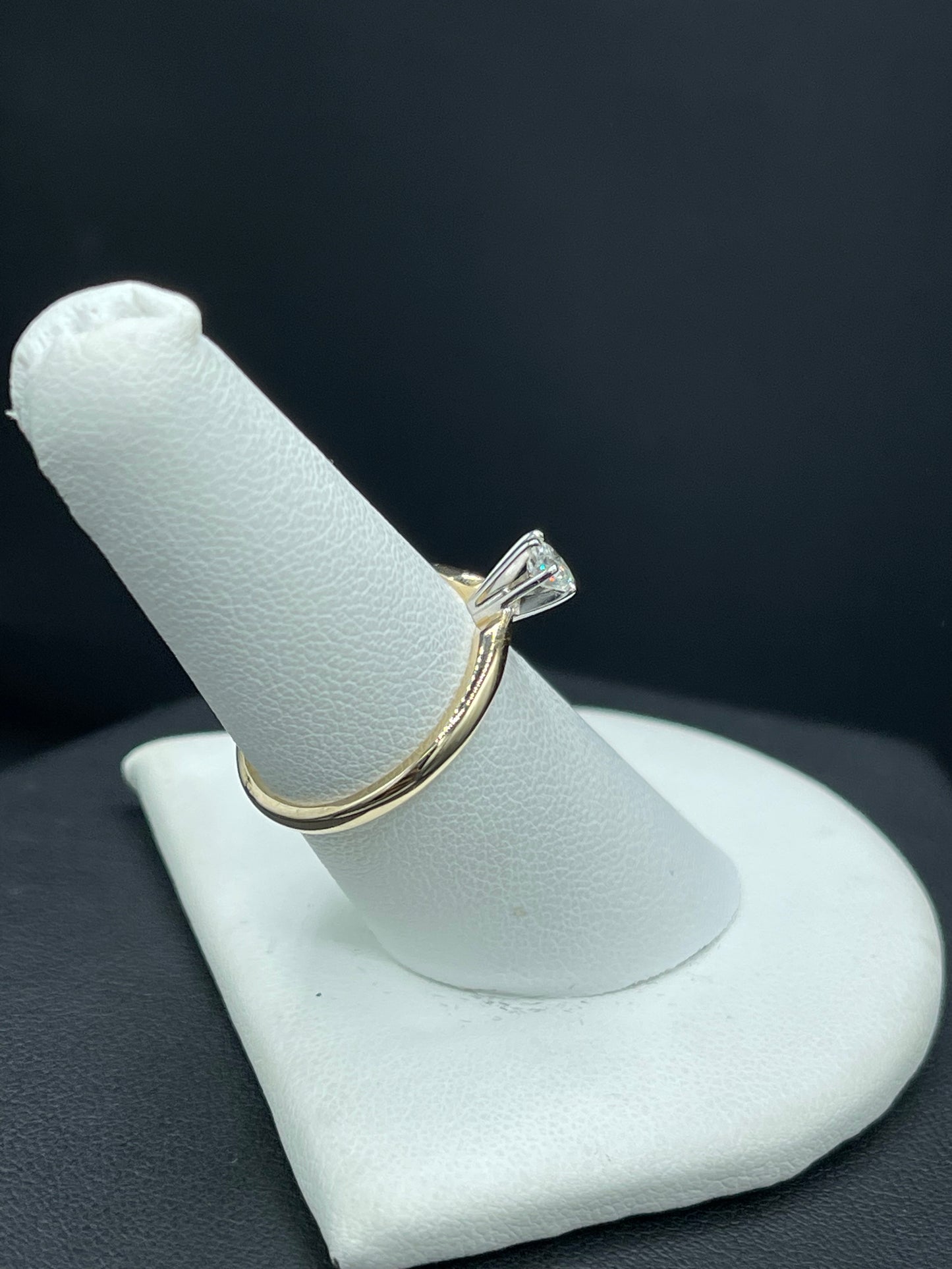 0.30ct Natural Diamond 14K Yellow & White Gold Solitaire Engagement Ring Size 7