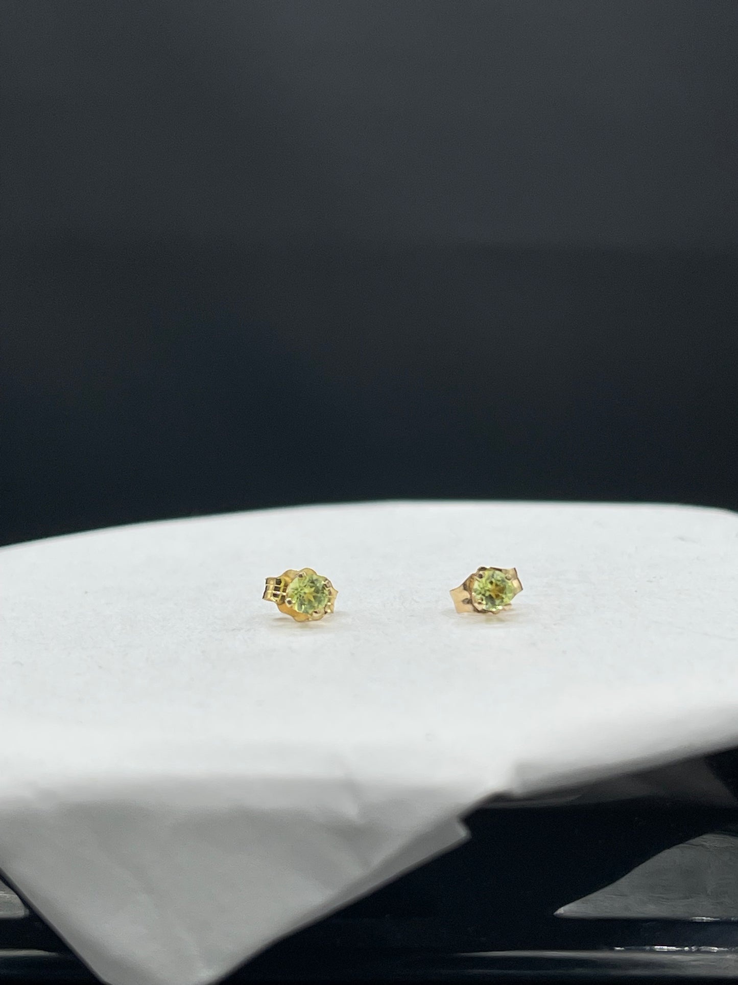 3MM Peridot 14K Yellow Gold Stud Earrings