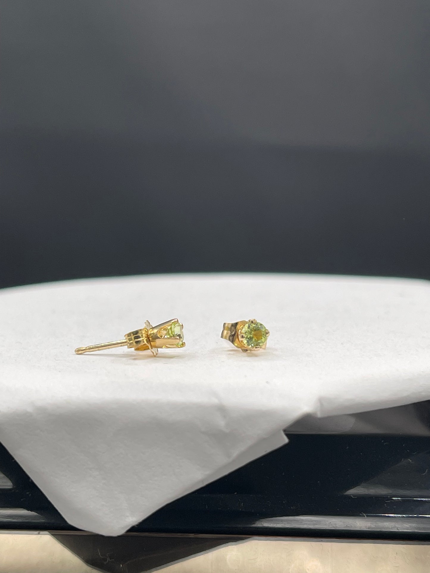 3MM Peridot 14K Yellow Gold Stud Earrings