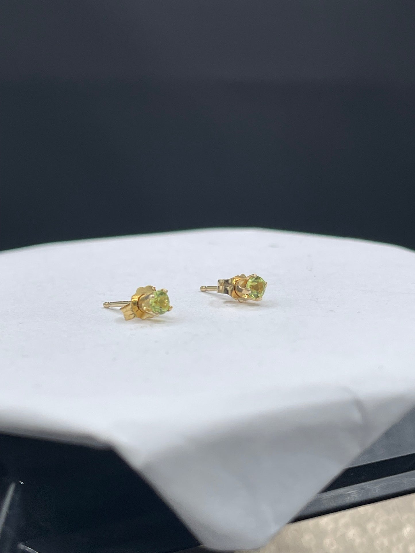 3MM Peridot 14K Yellow Gold Stud Earrings
