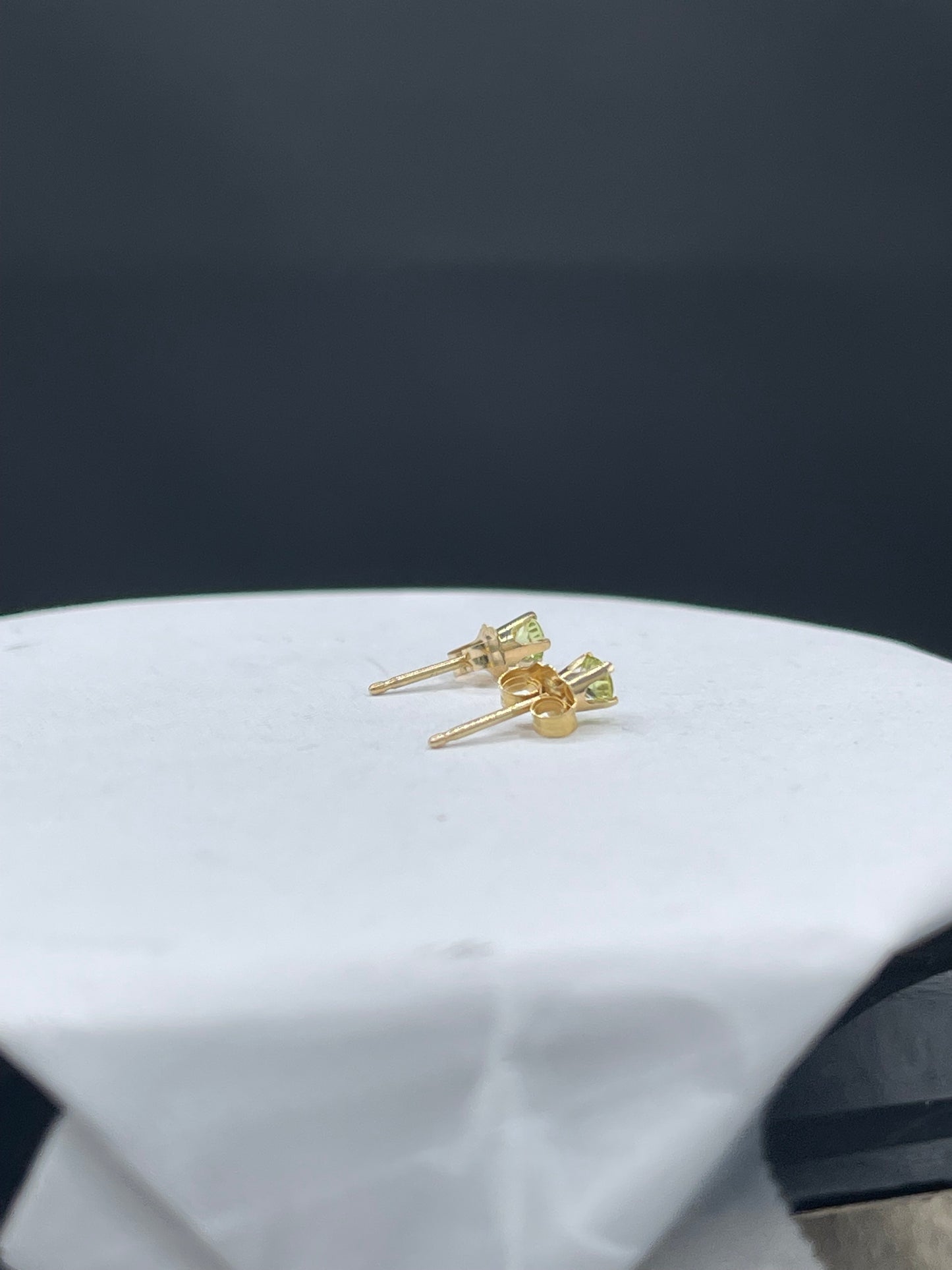 3MM Peridot 14K Yellow Gold Stud Earrings