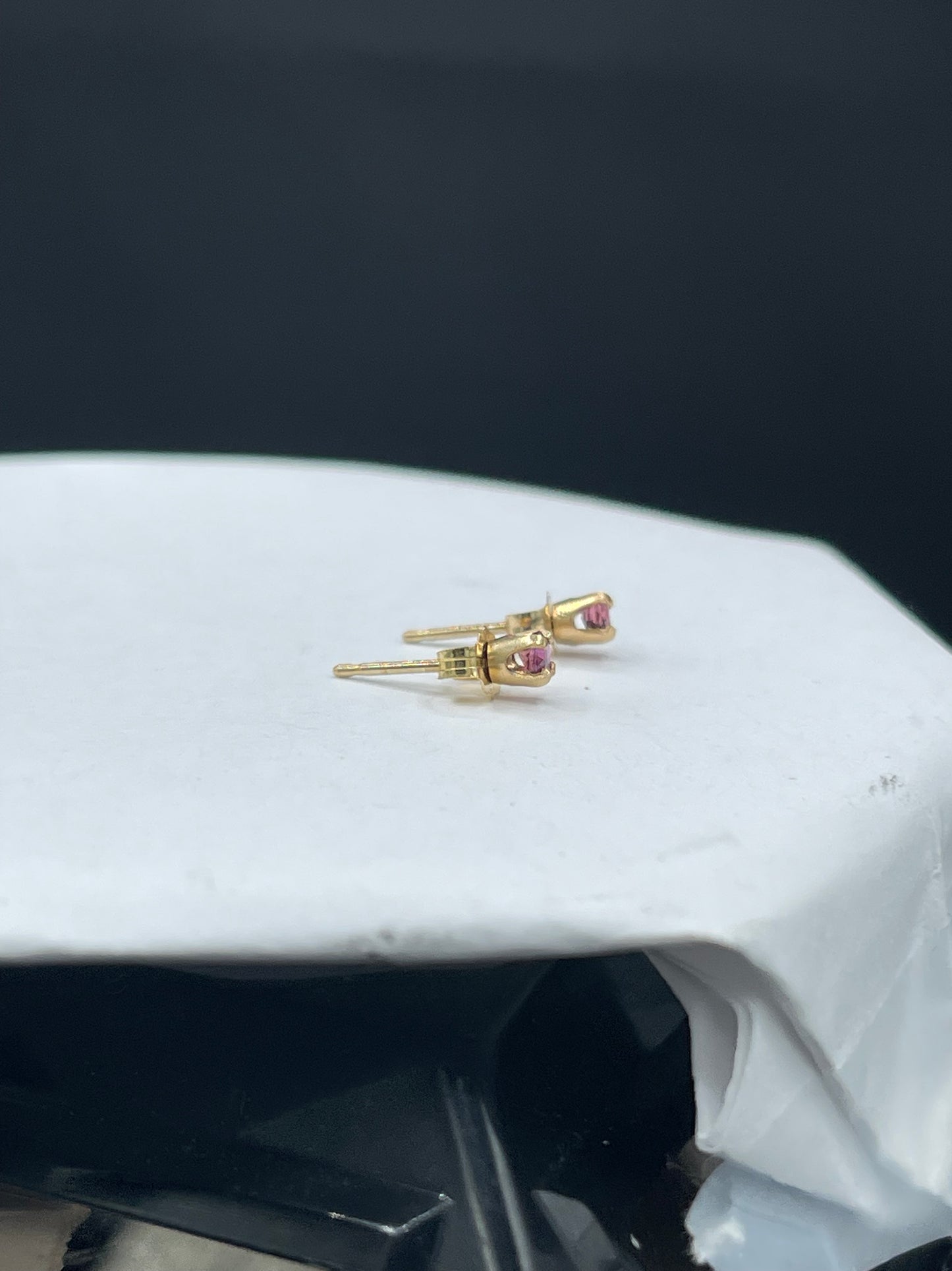 3MM Rhodolite Garnet 14k Yellow Gold Stud Earrings