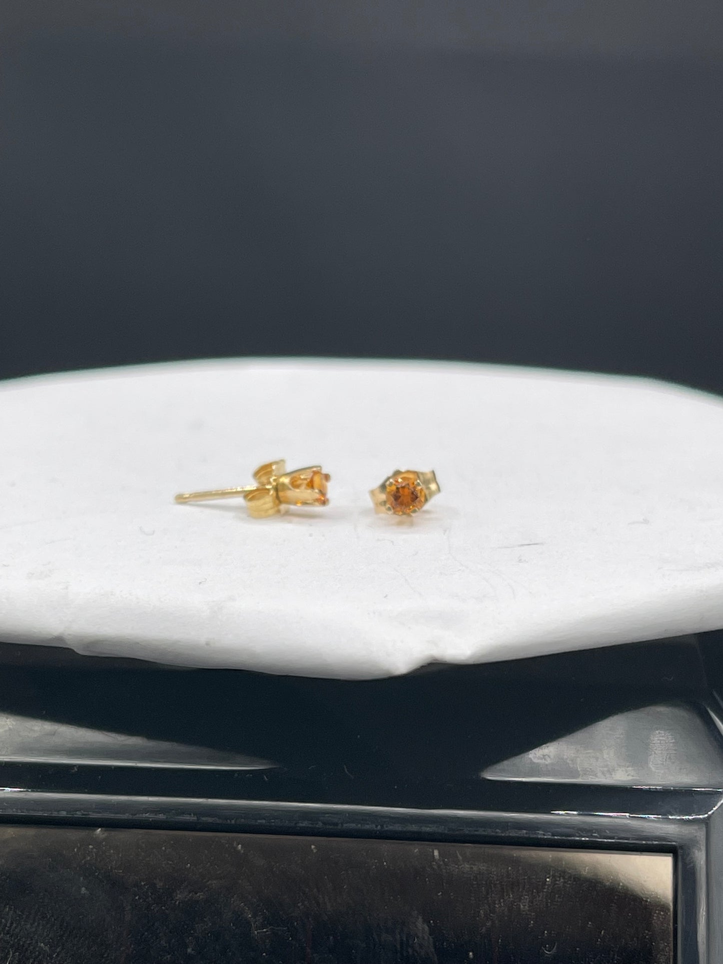 3MM Natural Madeira Citrine 14k Yellow Gold Stud Earrings
