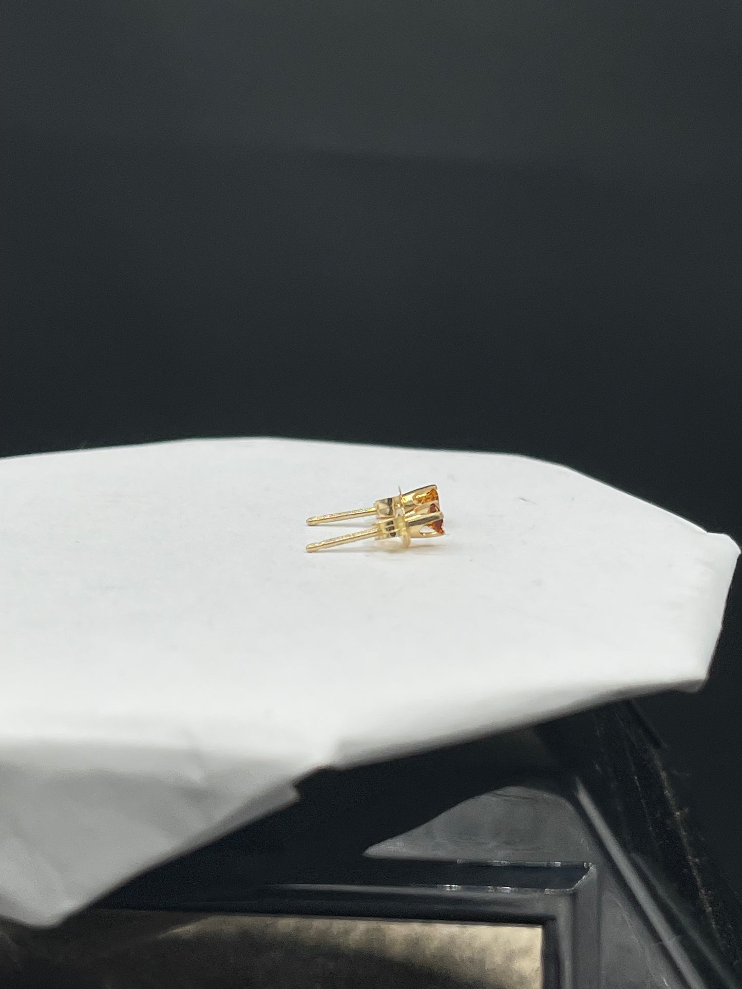 3MM Natural Madeira Citrine 14k Yellow Gold Stud Earrings