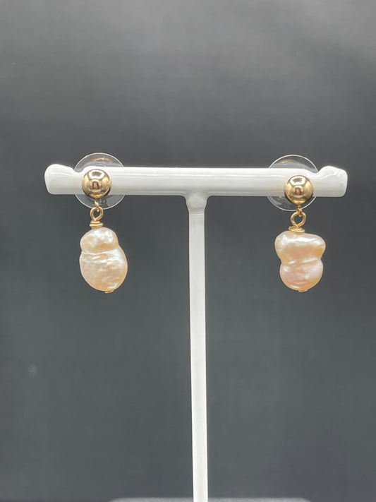 Natural Freshwater Pearl 14k Gold Filled Dangle Earrings