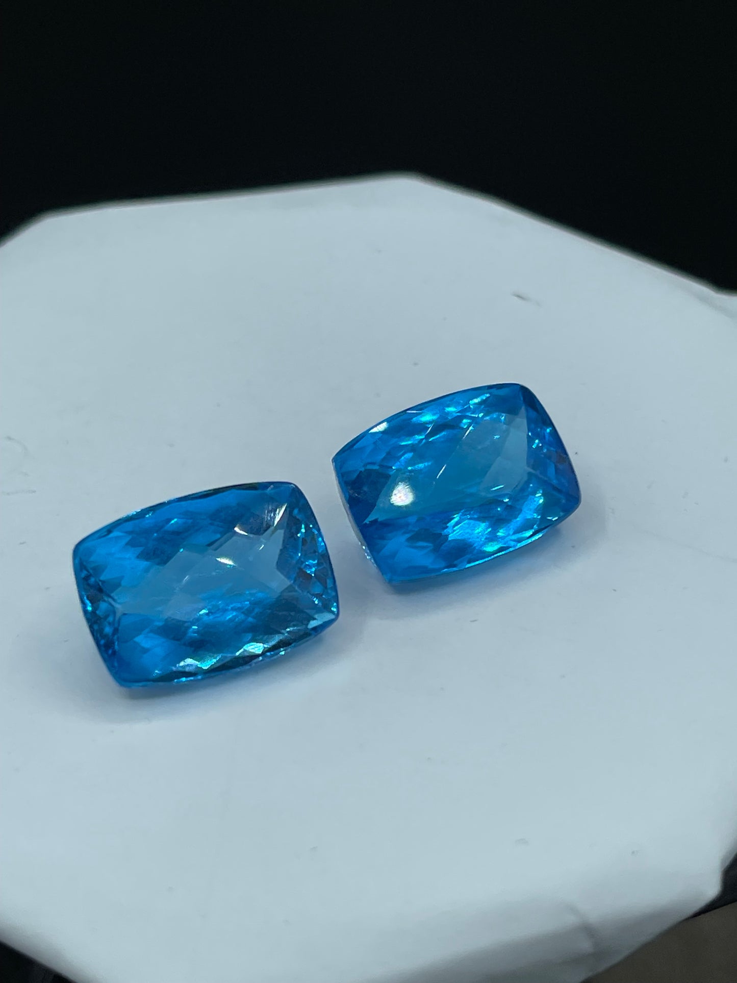 40.57 Carat Super Swiss Blue Topaz Emerald Cut Matching Loose Gemstones 18.06 x 13.05 x 9.27 MM
