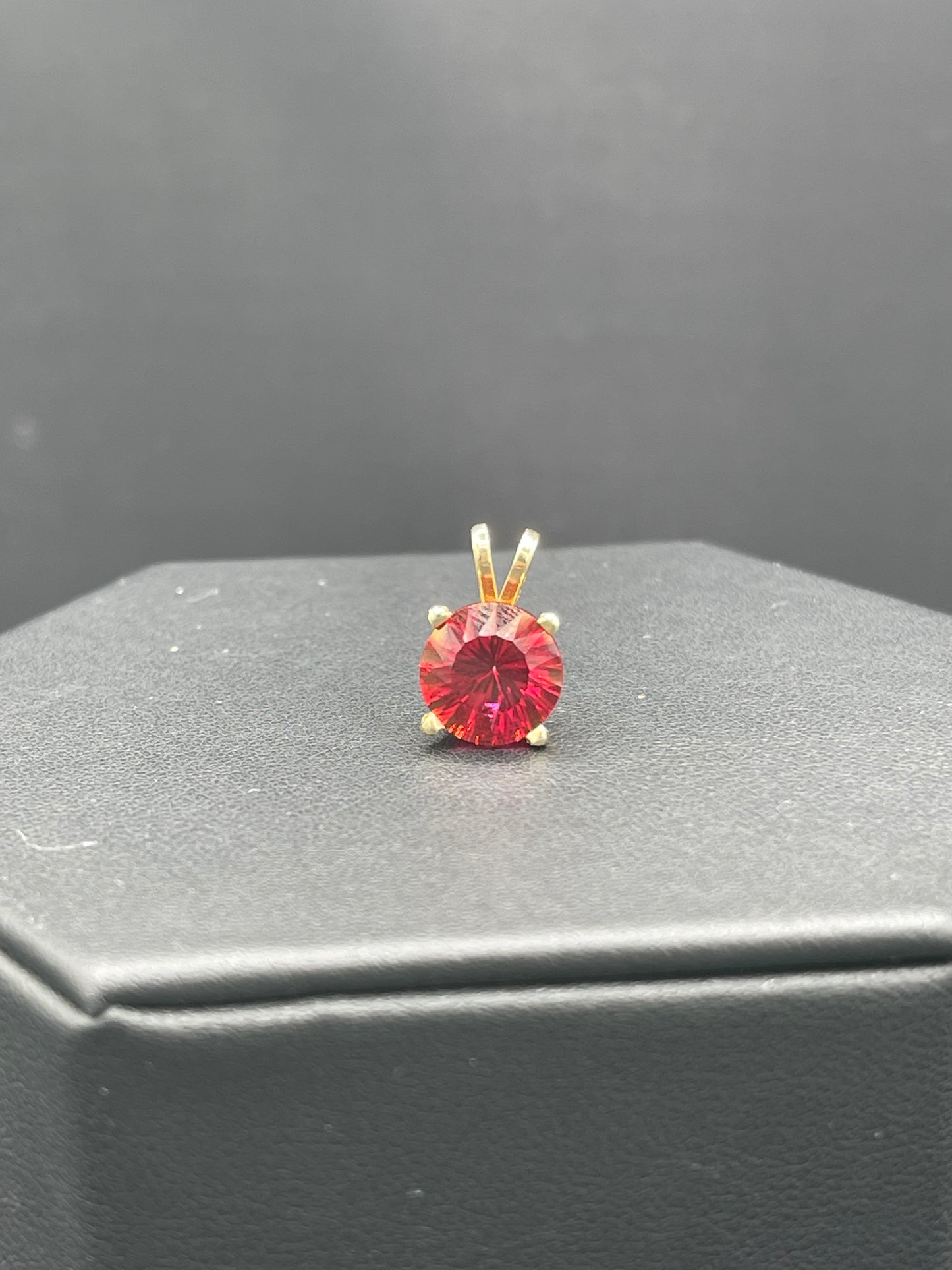 4.57 Carat Red Mystic Topaz 14k Yellow Gold Pendant