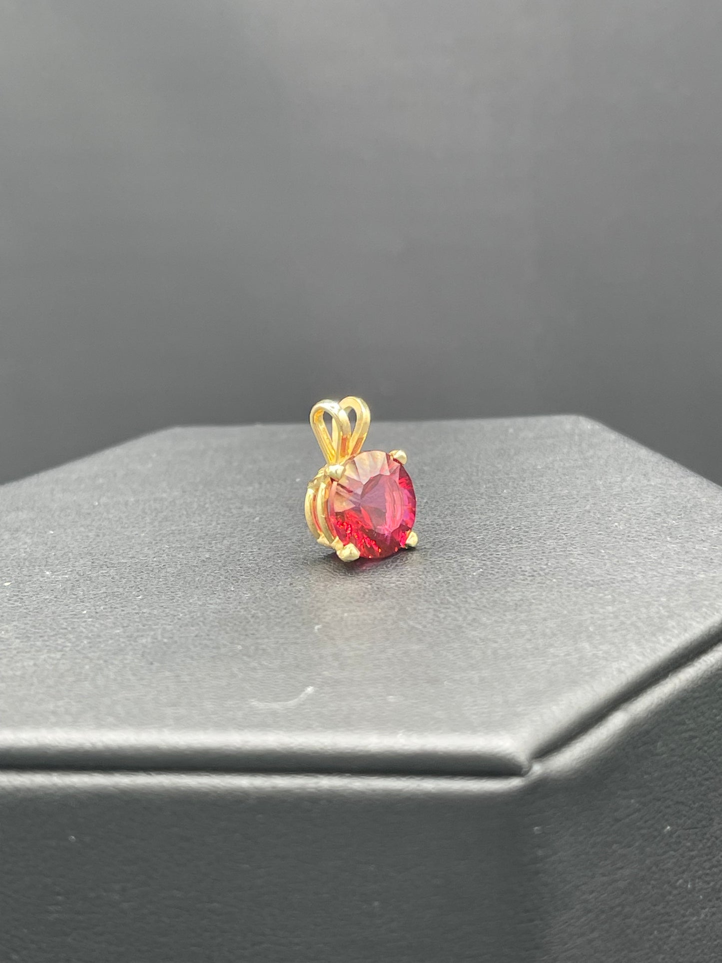 4.57 Carat Red Mystic Topaz 14k Yellow Gold Pendant