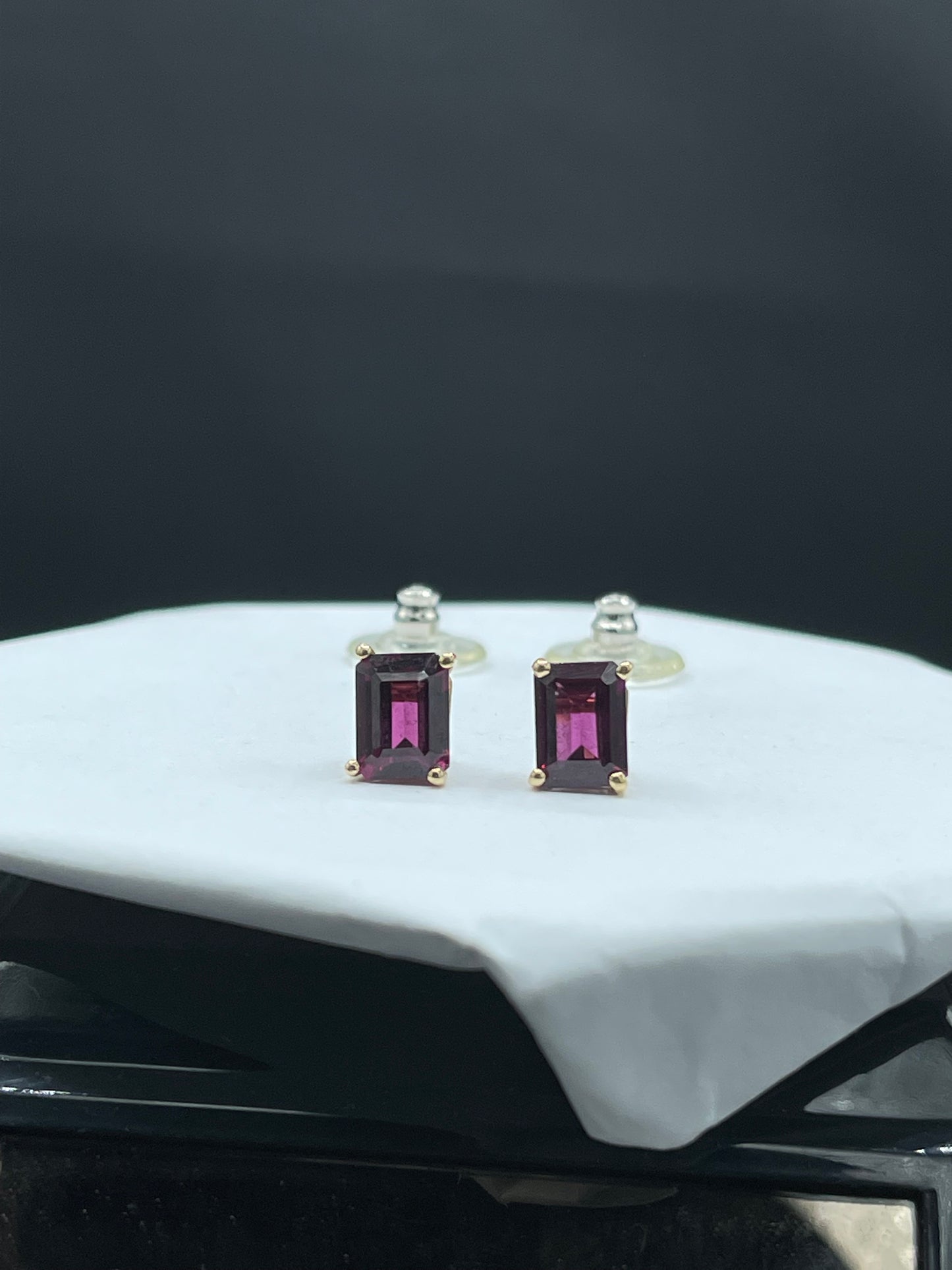 3.60 Carat Natural Umbalite Grape Garnet 14k Yellow Gold Stud Earrings