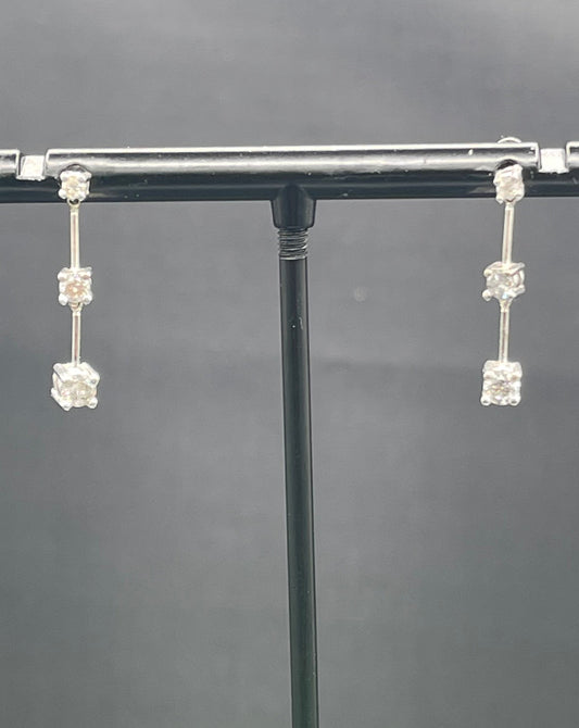 0.50 Carat Natural Diamond 14k White Gold Dangle Earrings