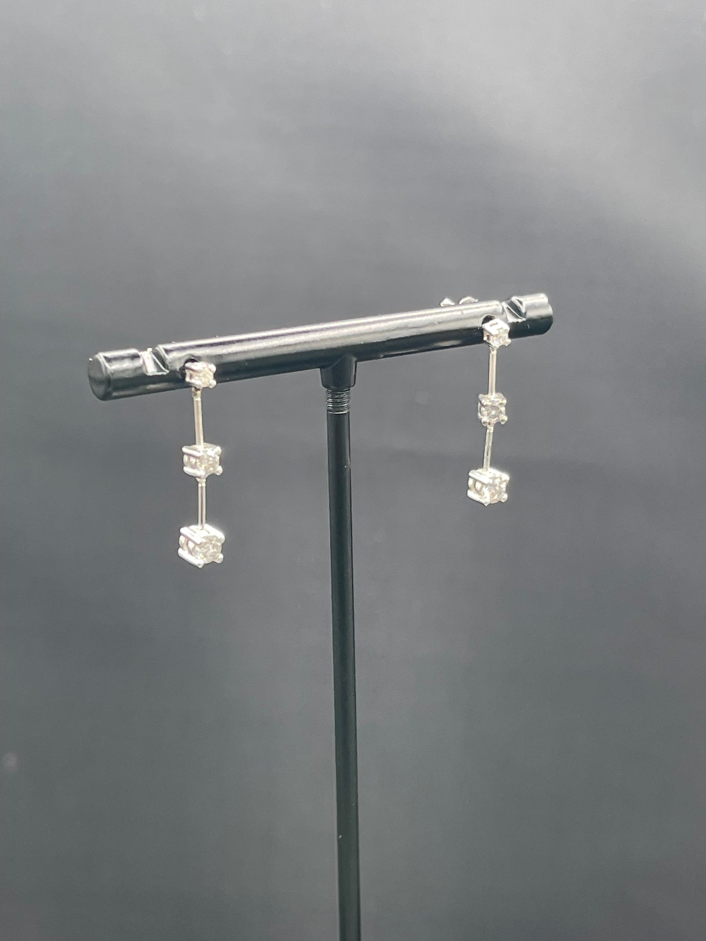 0.50 Carat Natural Diamond 14k White Gold Dangle Earrings