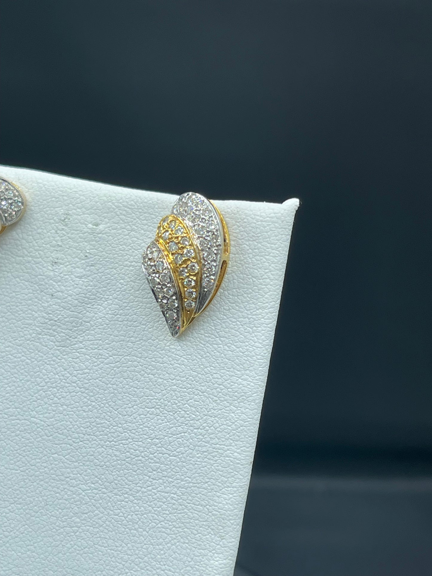 Natural Diamond Yellow + White 14k Gold Screw Back Earrings