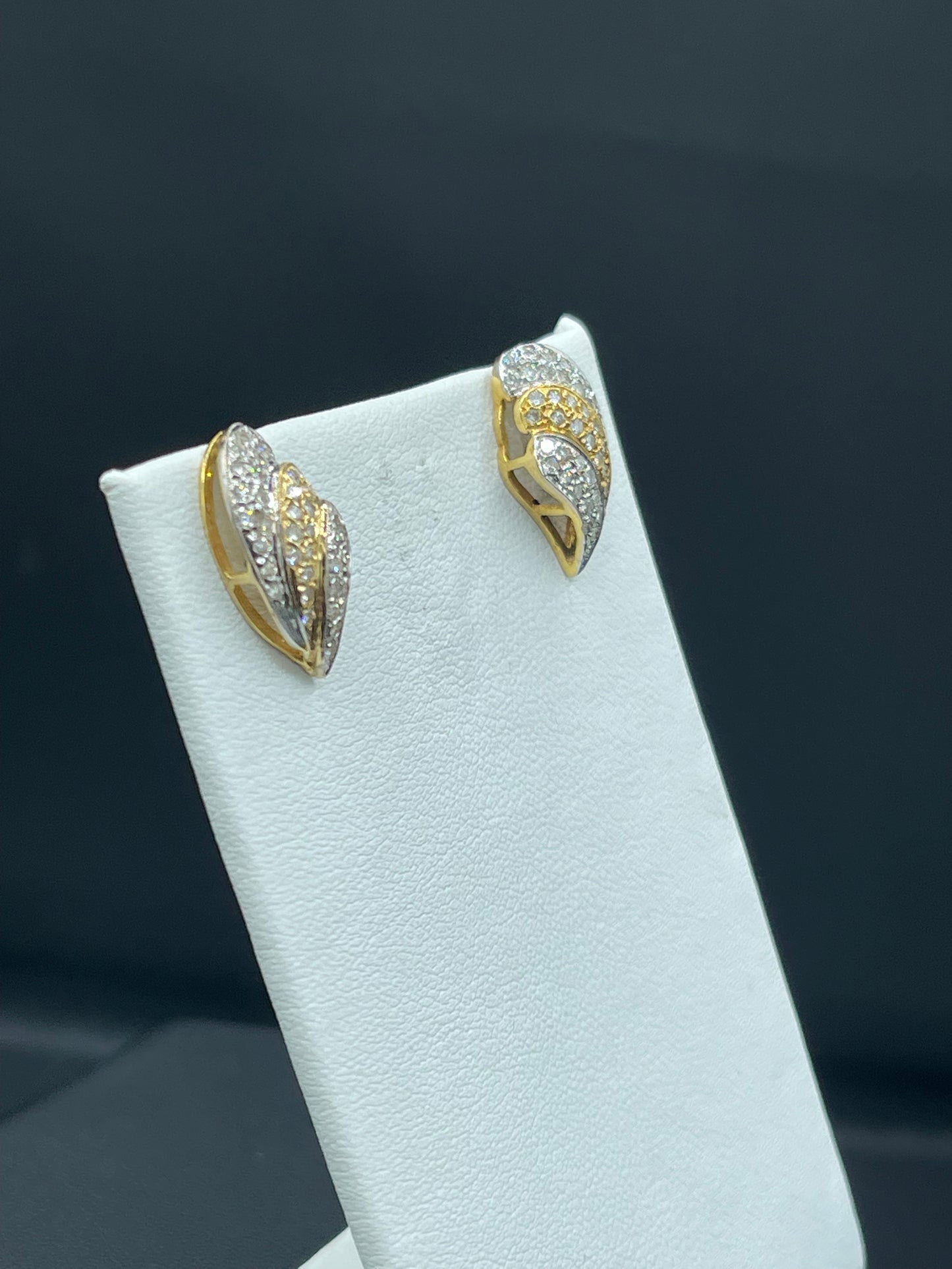 Natural Diamond Yellow + White 14k Gold Screw Back Earrings