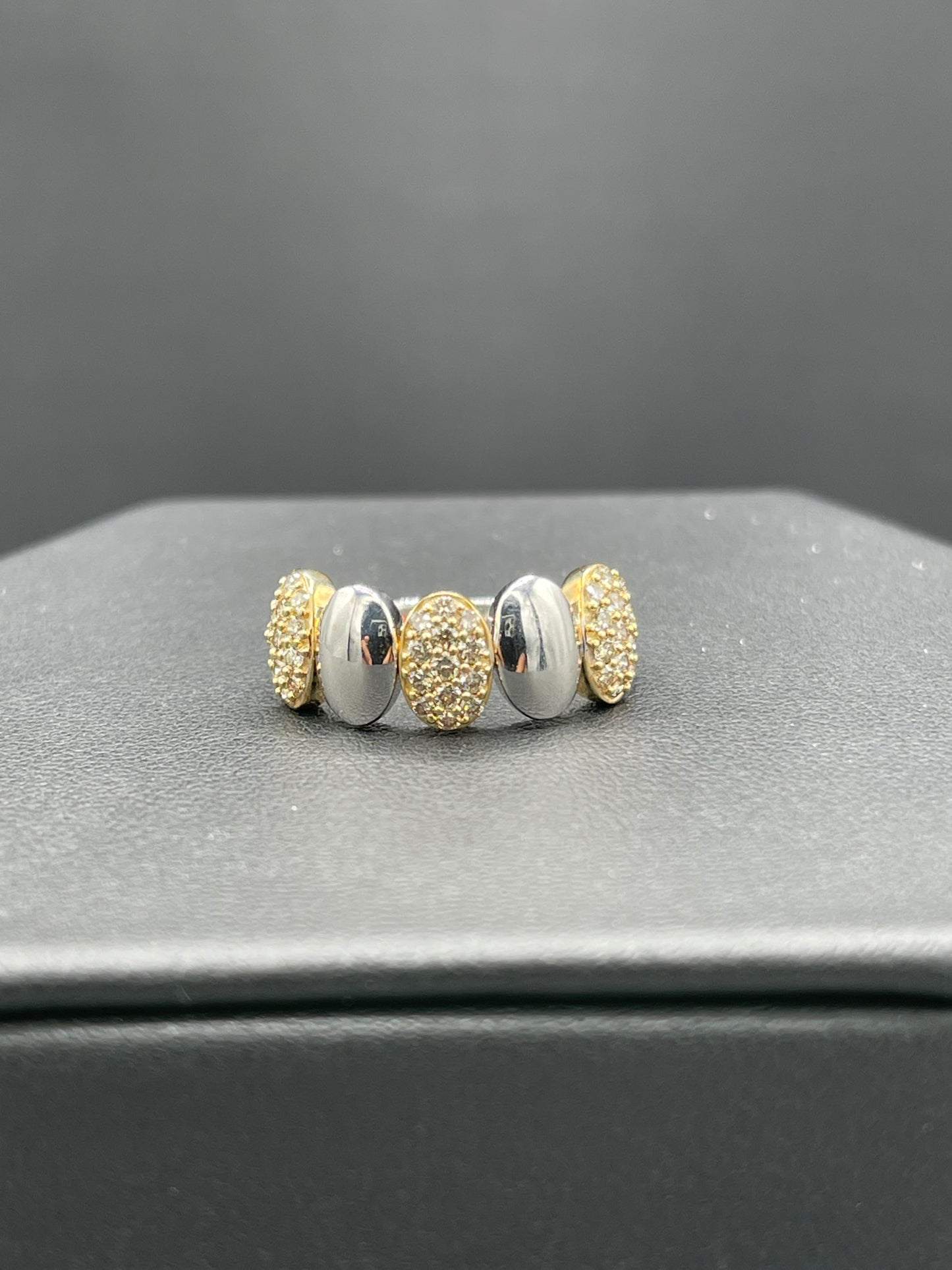 Natural Diamond 18k Yellow + White Gold Multi Cluster Ring (Size 7.5)