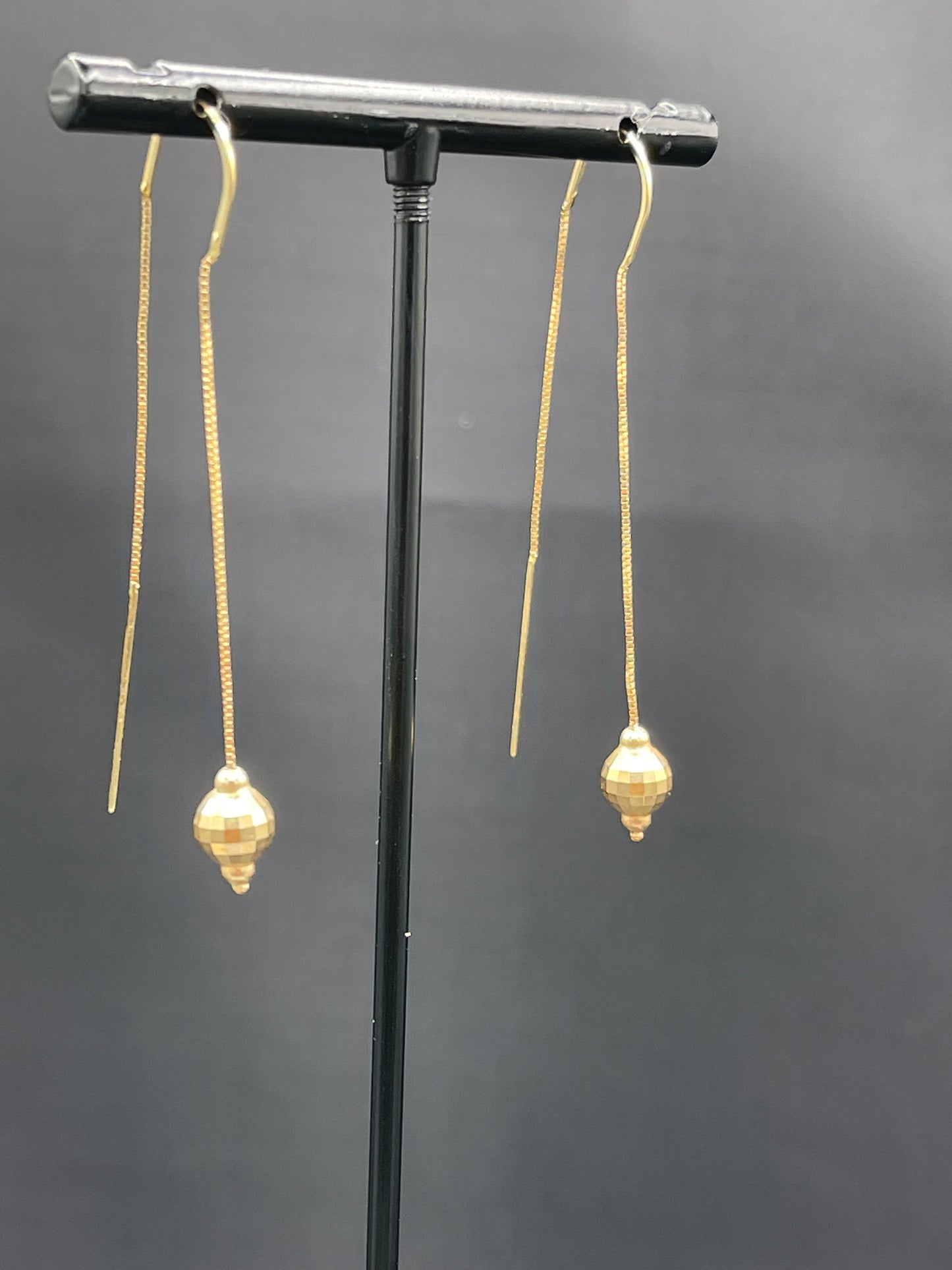 Unique Solid 14k Yellow Gold Ball Dangle Earrings