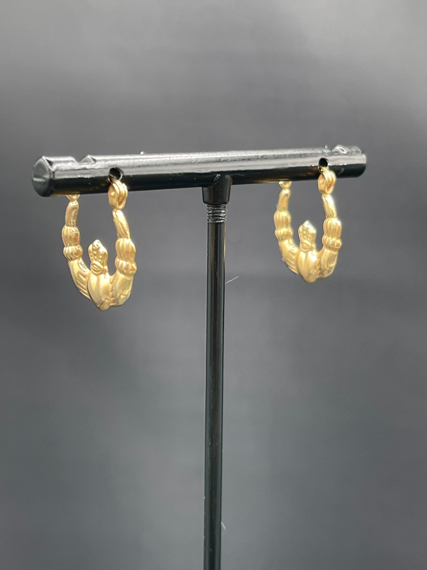 Solid 14k Yellow Gold Designer Hoop Earrings