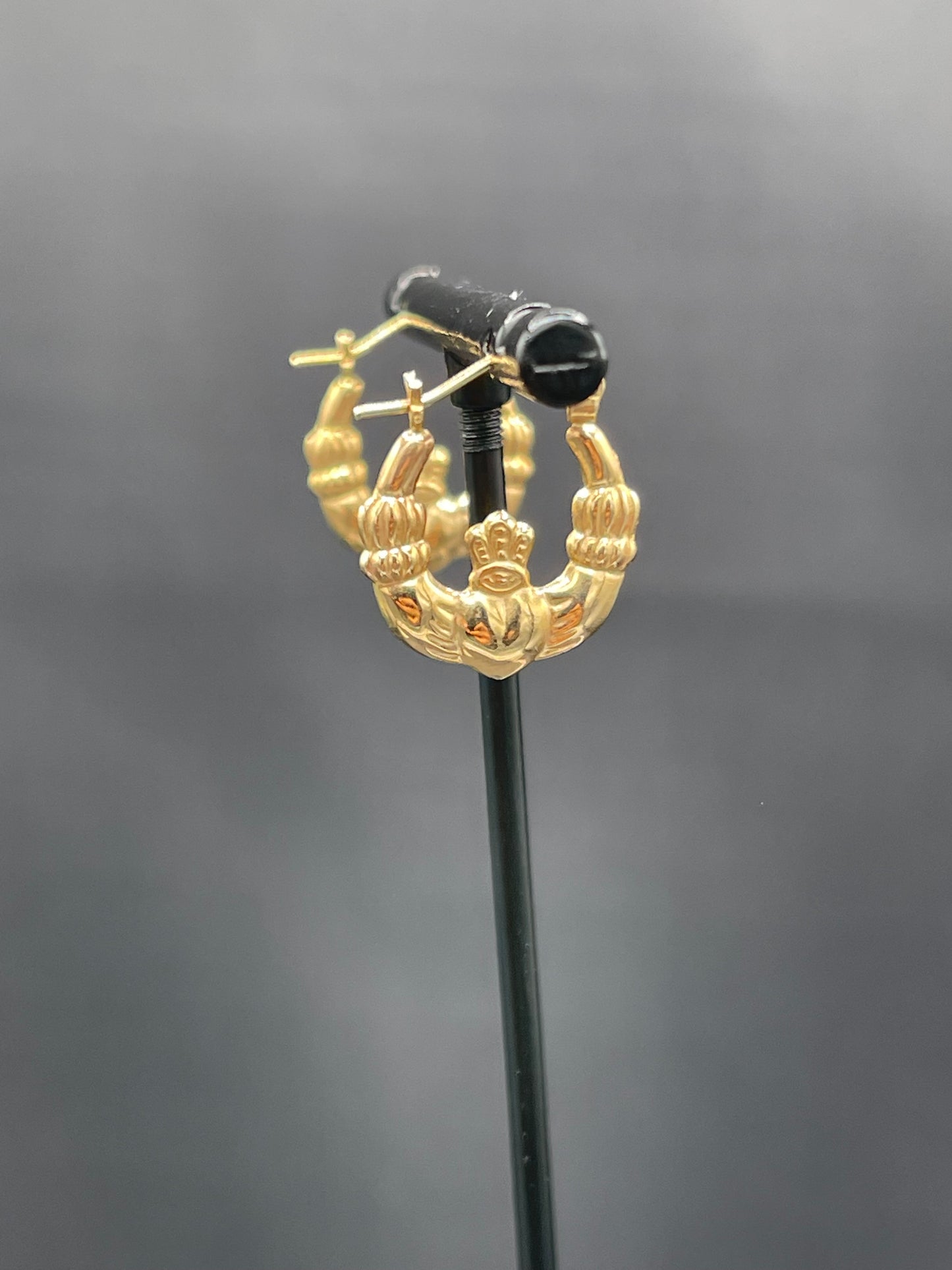 Solid 14k Yellow Gold Designer Hoop Earrings