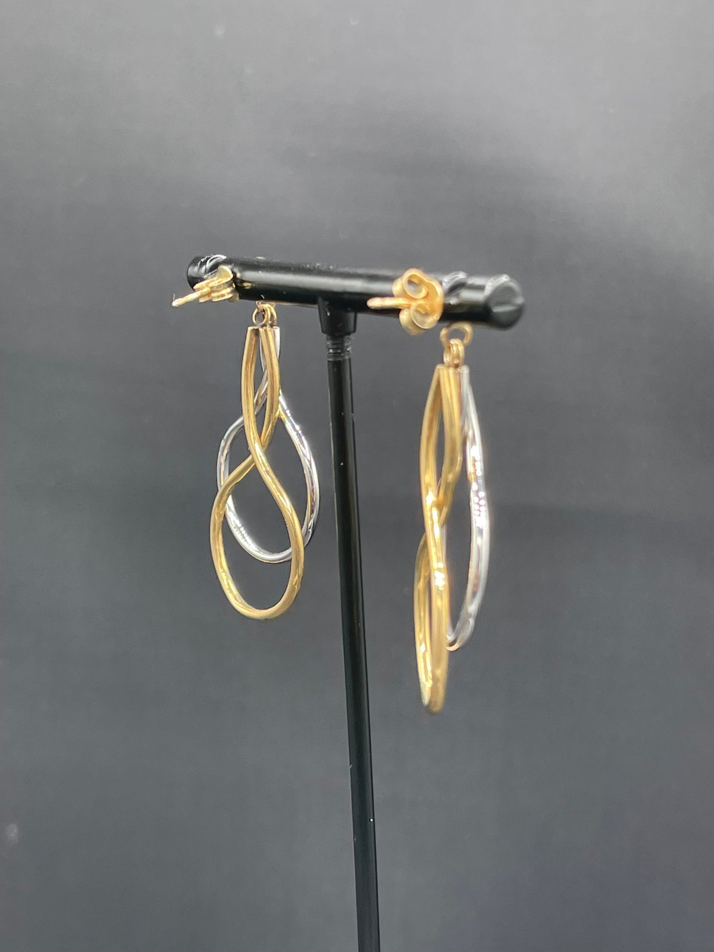 Two Tone Yellow + White 14k Gold Dangle Earrings
