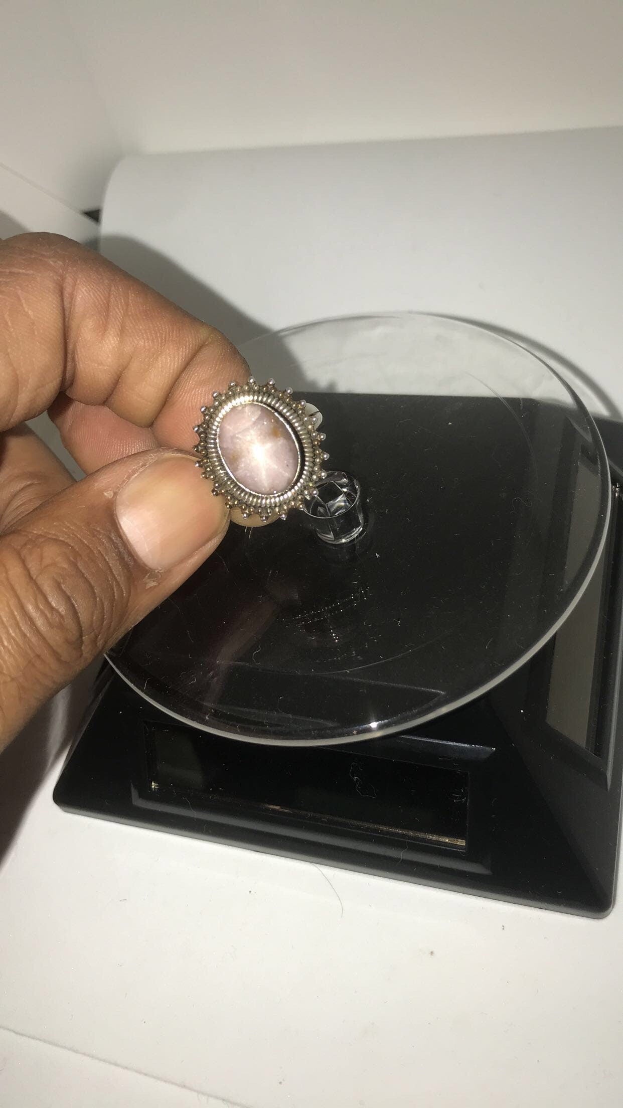 Pink Star Sapphire Bezel Set Sterling Silver Ring (Size 9.5)