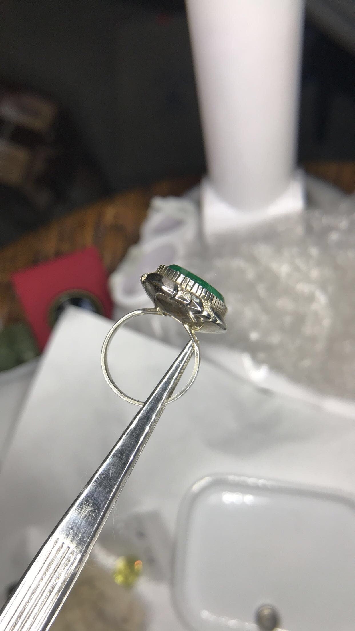 Malachite Sterling Silver Ring (Size 8)