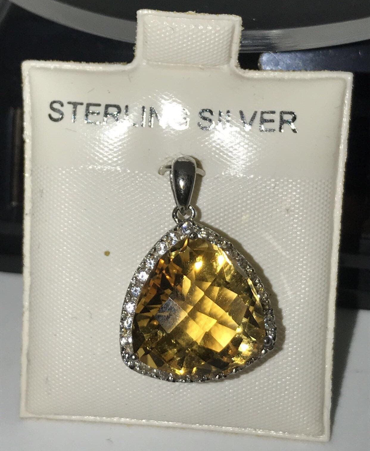 11.50 Carat Citrine & White Topaz Sterling Silver Pendant