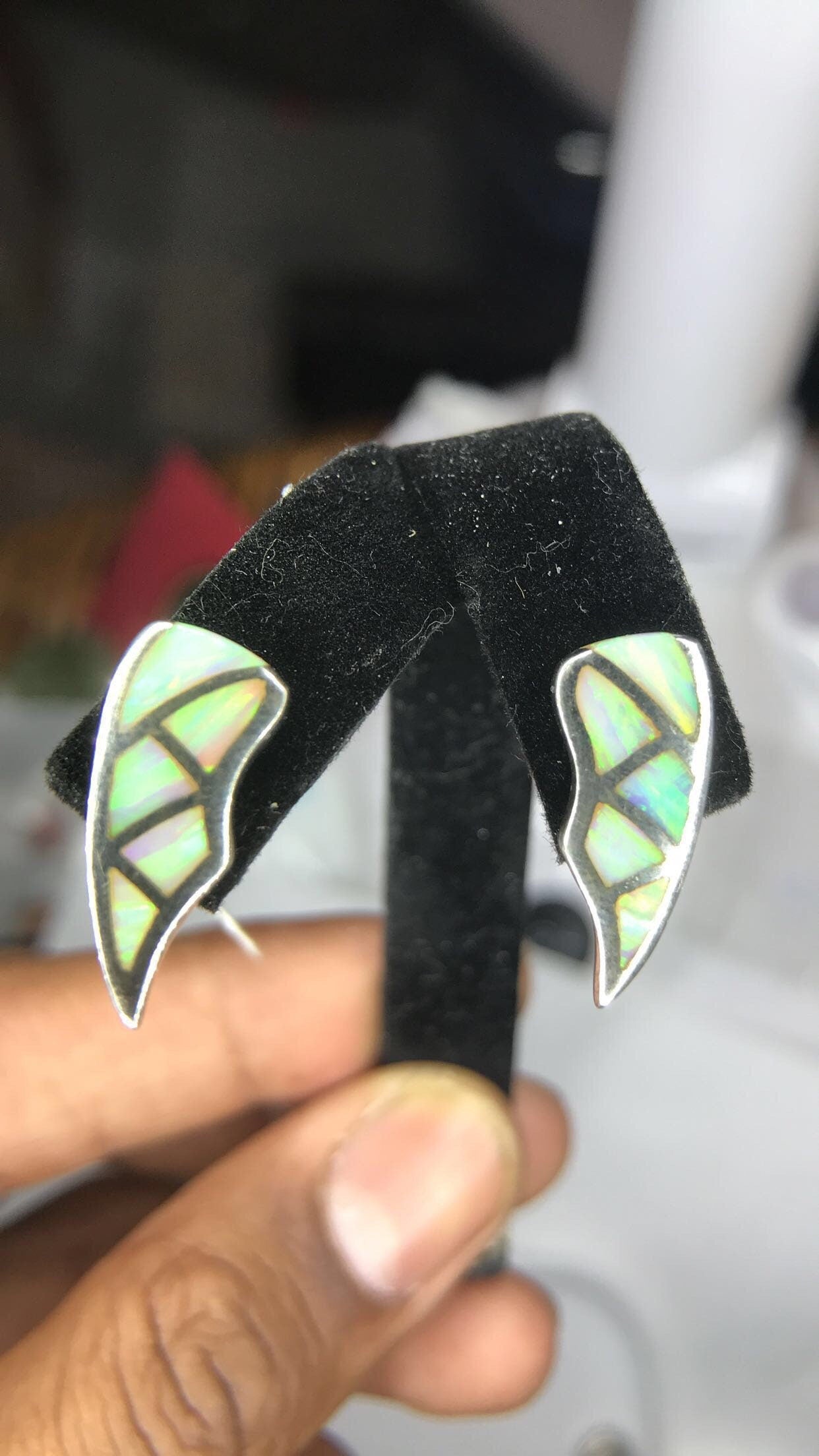 Inlaid Australian Opal Sterling Silver Earrings