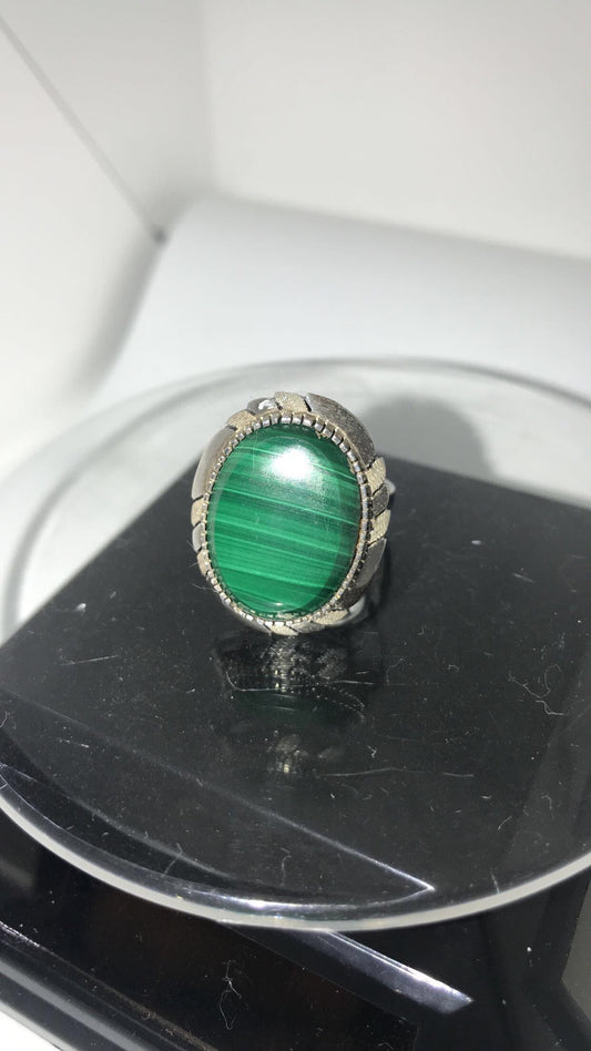 Malachite Sterling Silver Ring (Size 8)