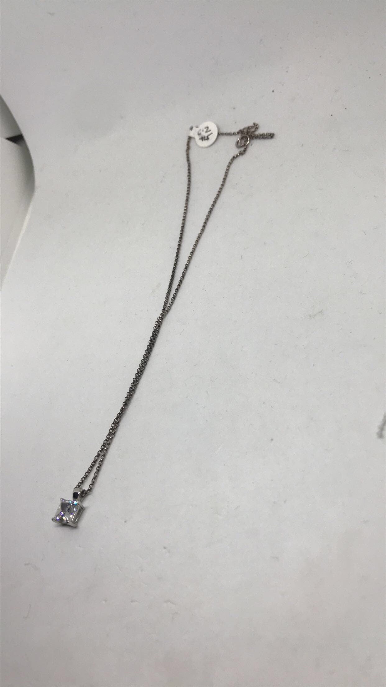 Cubic Zirconia Cushion Cut Sterling Silver Chain Necklace