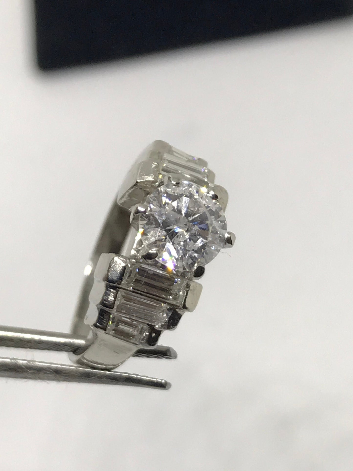 1.53 Carat Diamond & Platinum F color Diamond  Engagement Ring  (Size 5)