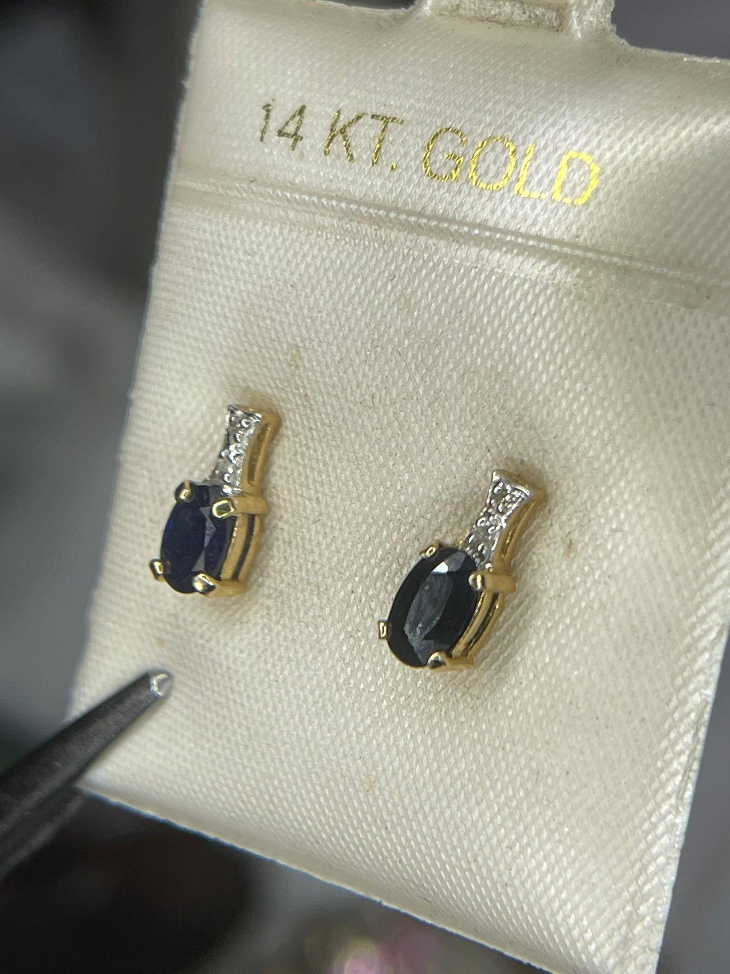 Natural Sapphire & Diamond 14K Yellow Gold Earrings