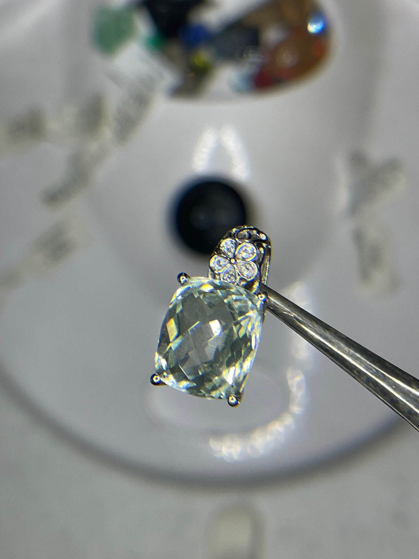 9.50 Carat Green Amethyst & White Topaz Sterling Silver Pendant