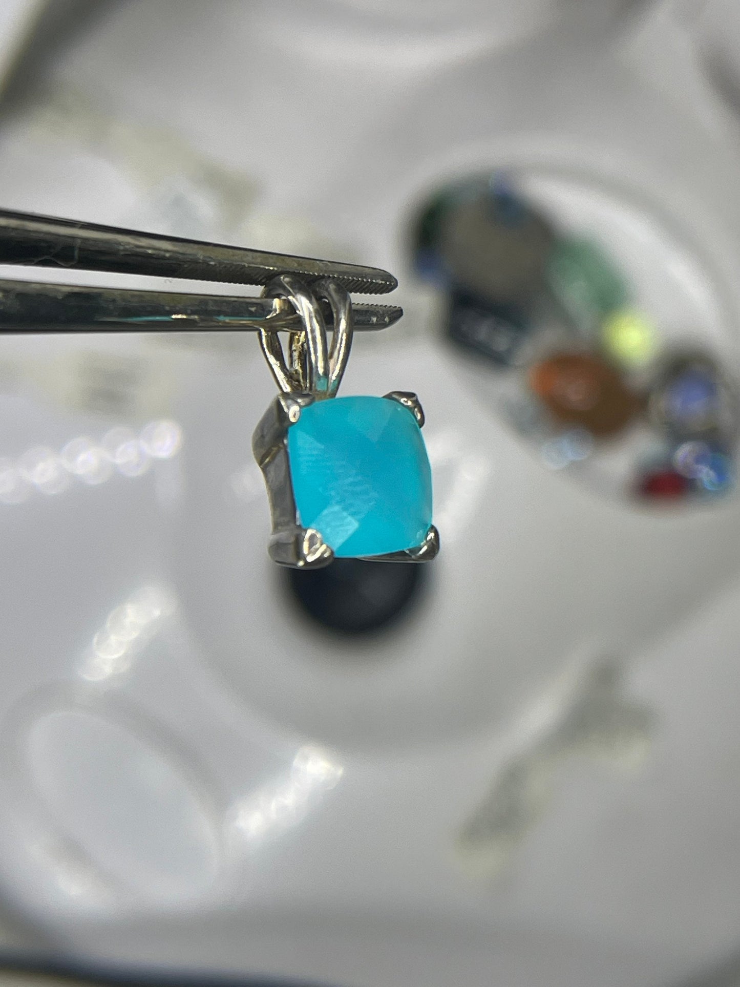 Paraiba Chalcedony Sterling Silver Pendant