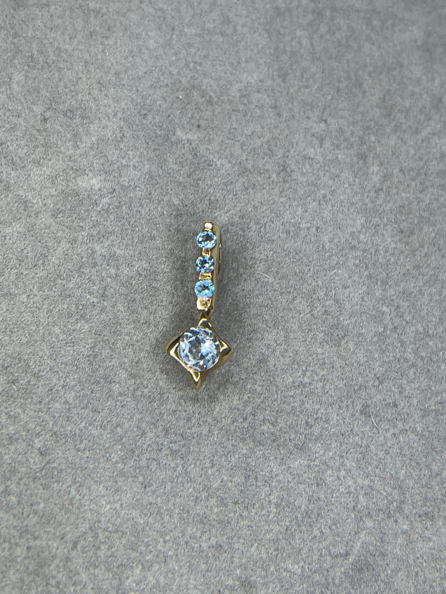 Blue Topaz Slide 14K Yellow Gold Pendant