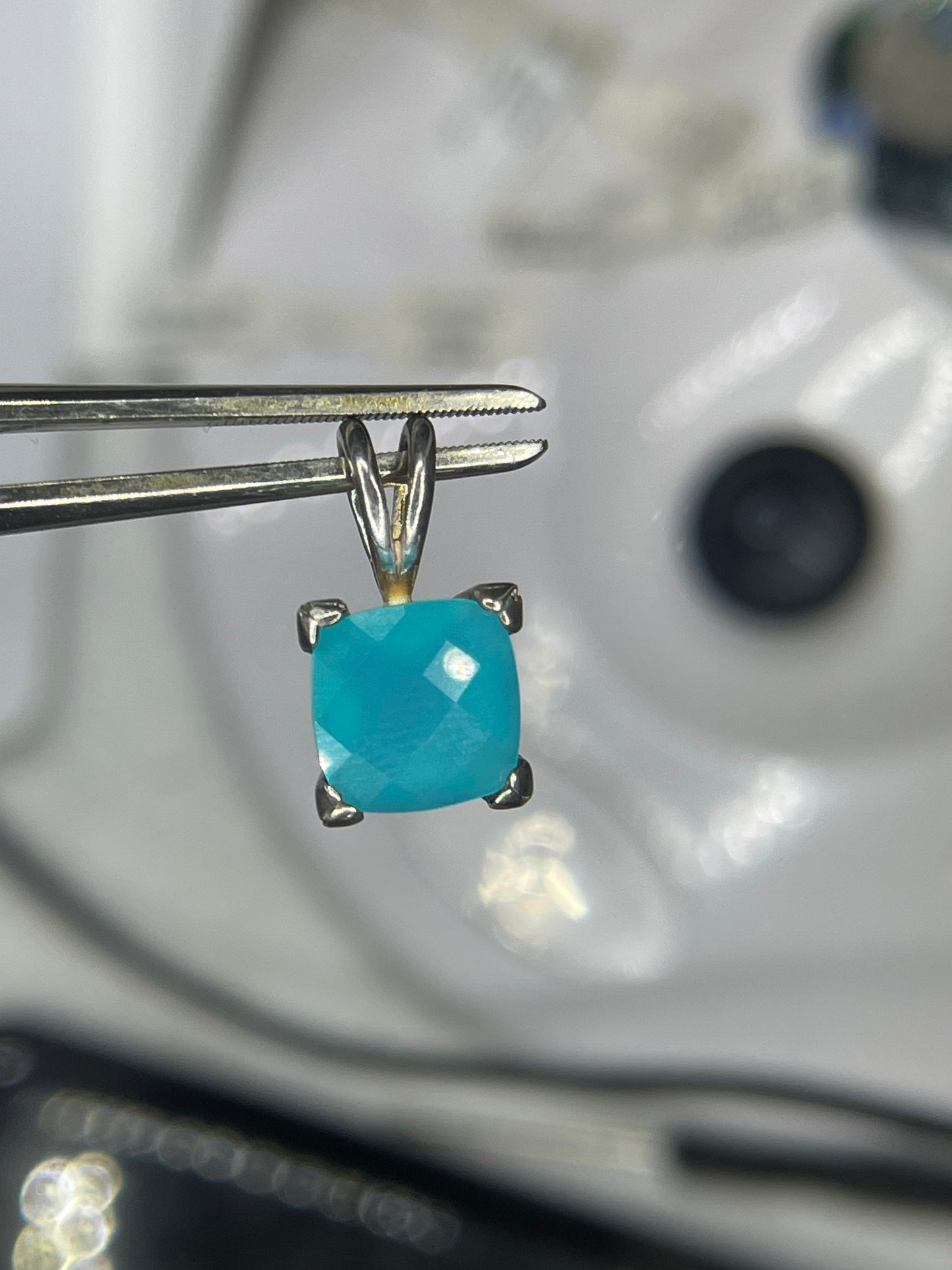 Paraiba Chalcedony Sterling Silver Pendant