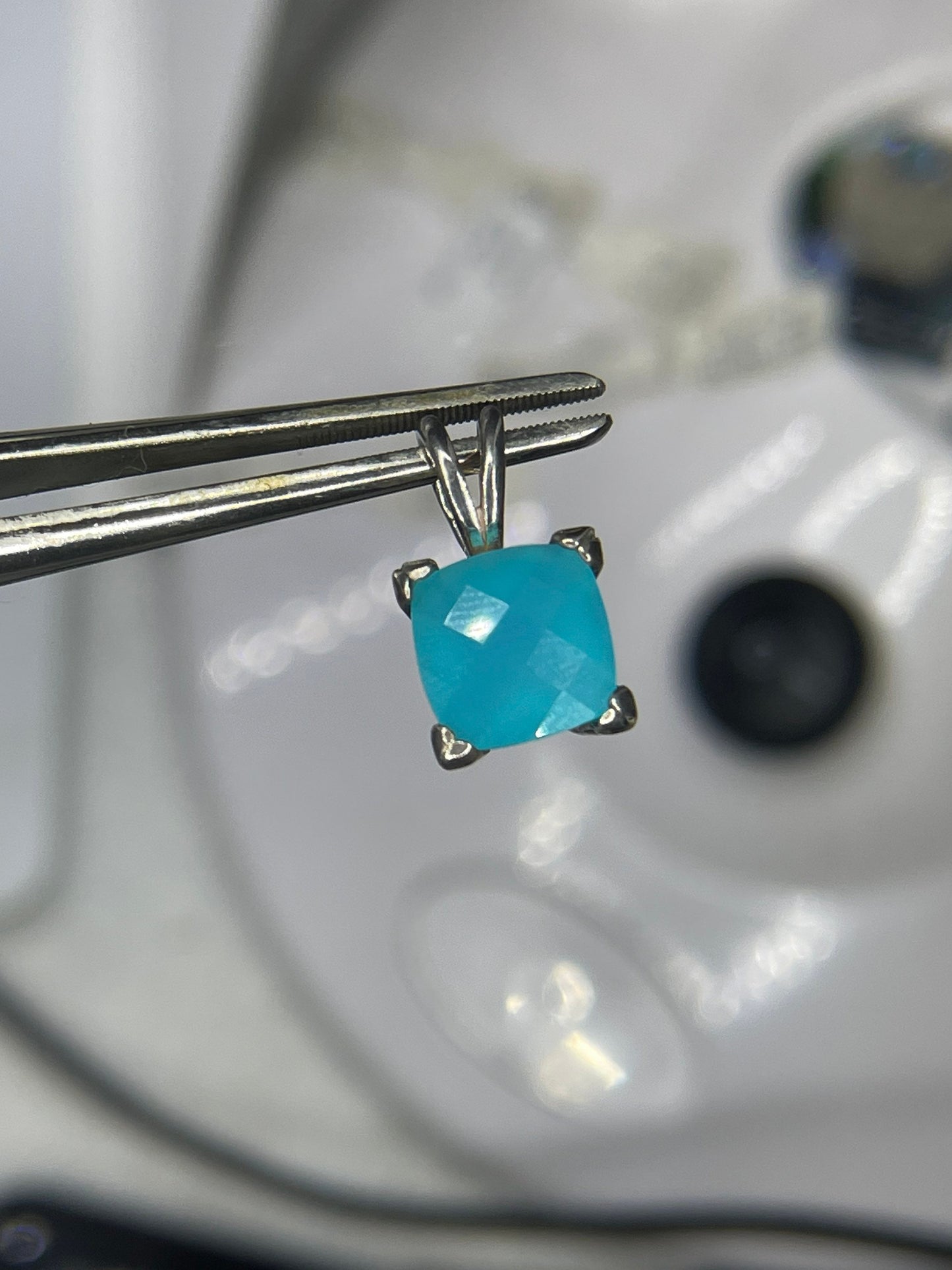 Paraiba Chalcedony Sterling Silver Pendant