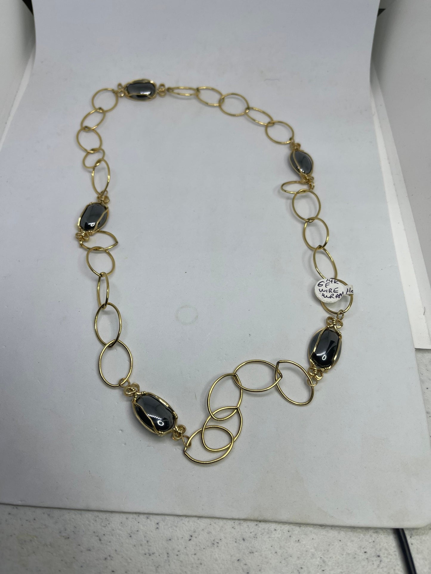 Natural Hematite 14k Gold-Filled Wire-Wrapped Necklace