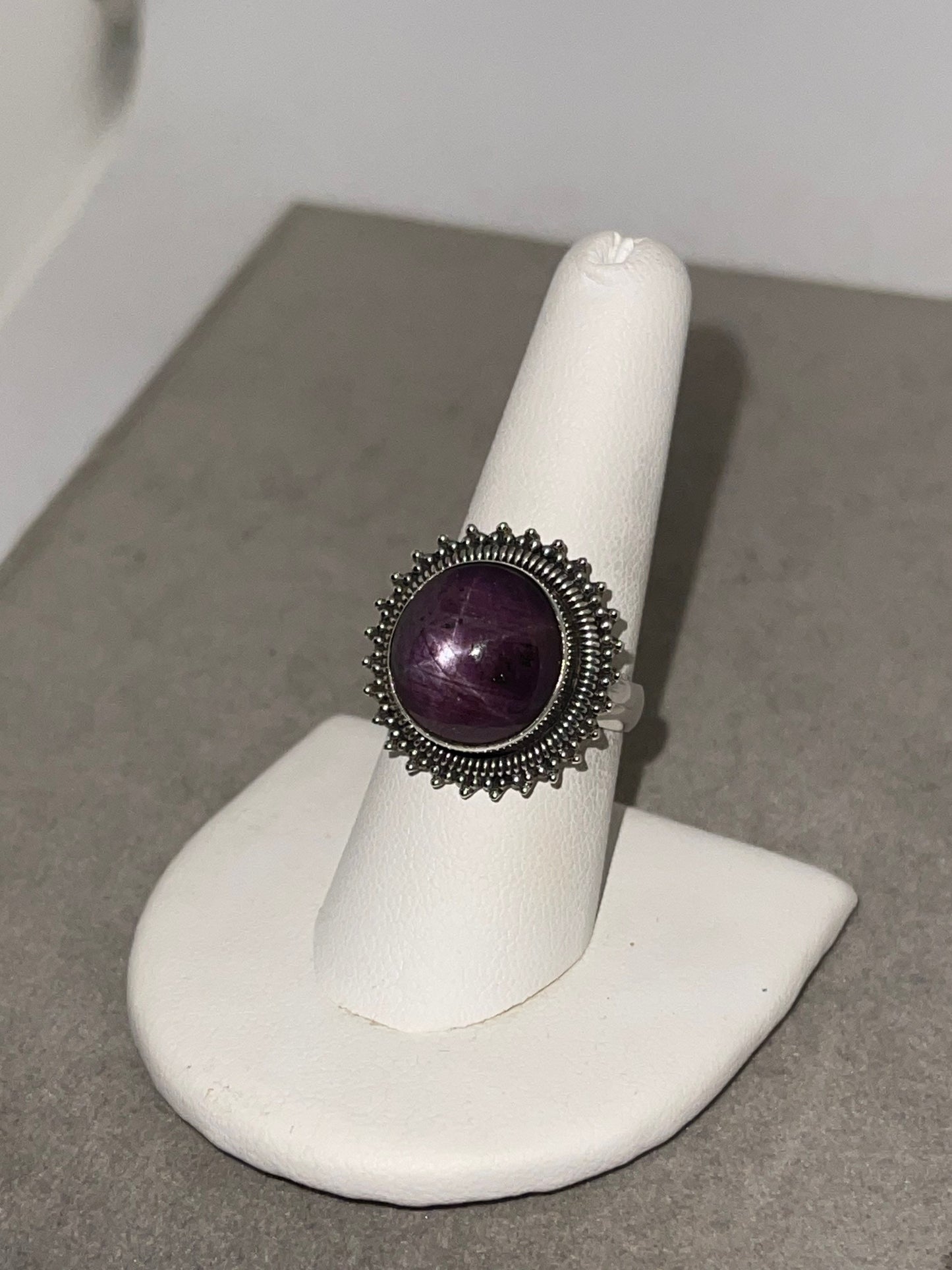 Natural Star Ruby Bezel Set Ring (Size 8)