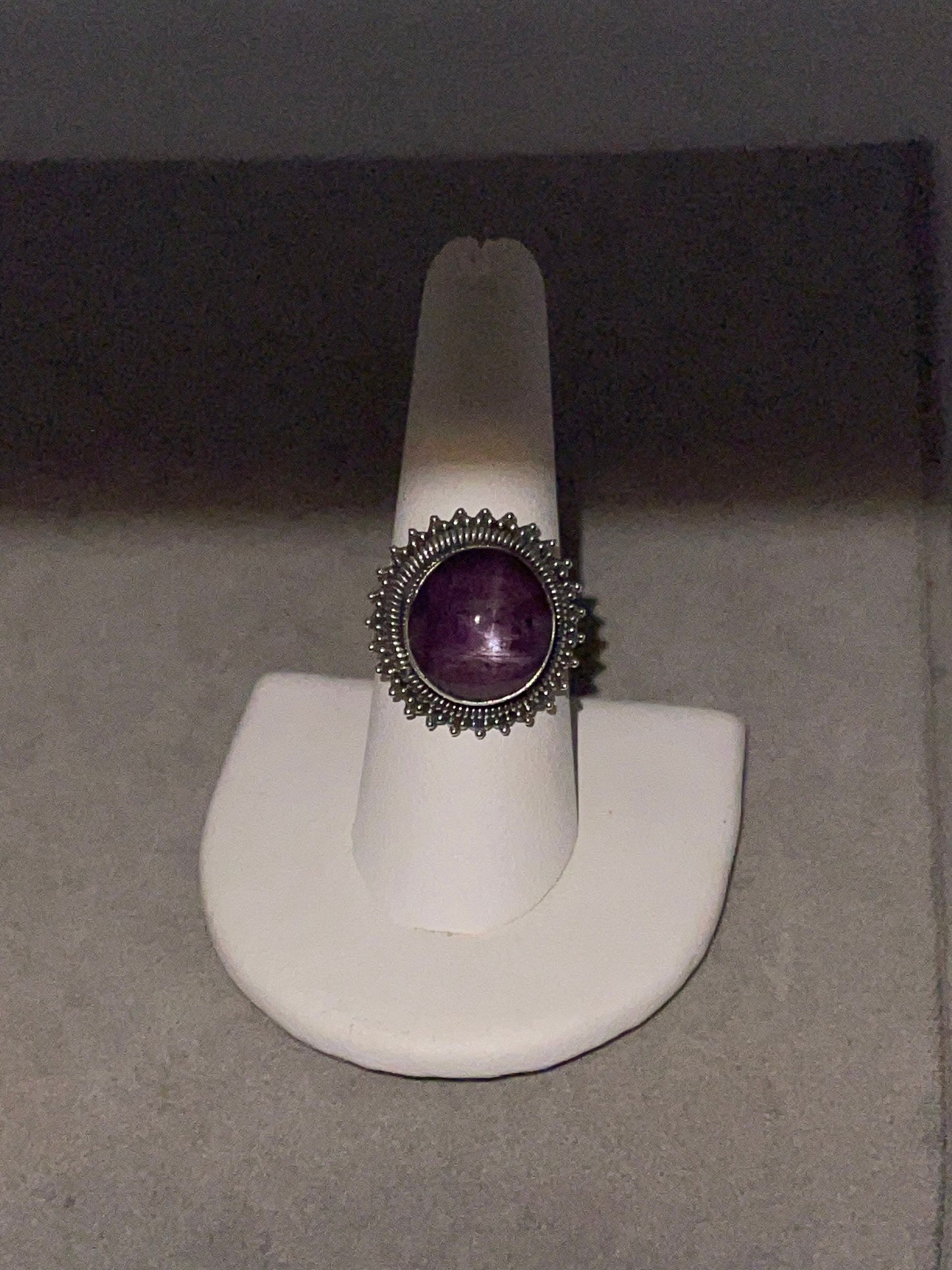 Natural Star Ruby Bezel Set Ring (Size 8)