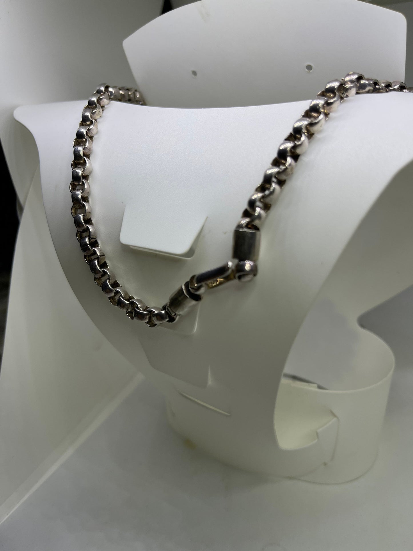 Natural Dyed Ruby & Sapphire Sterling Silver Medallion Rollo Link Chain Necklace