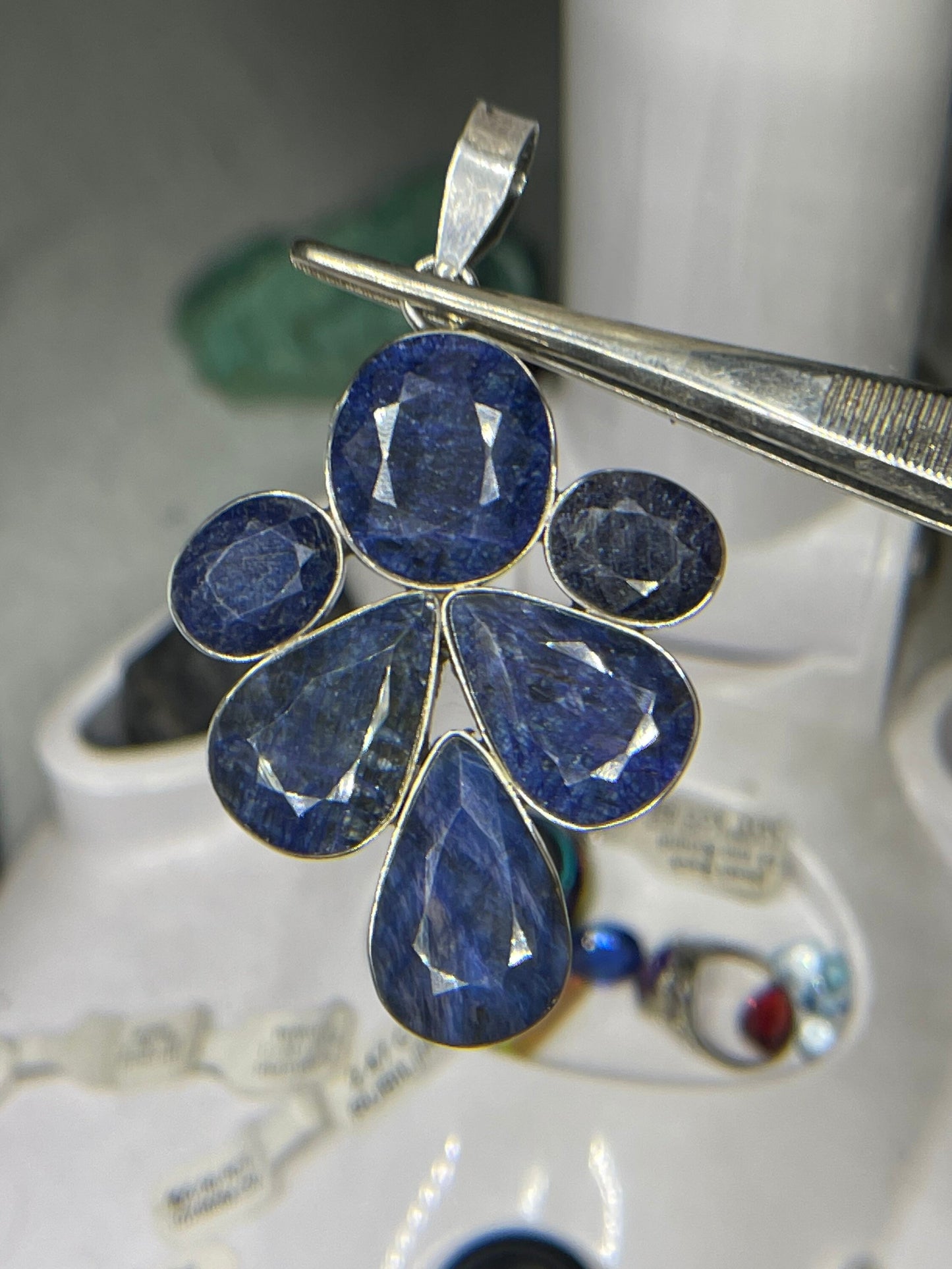 Natural Dyed Sapphire Sterling Silver Pendant