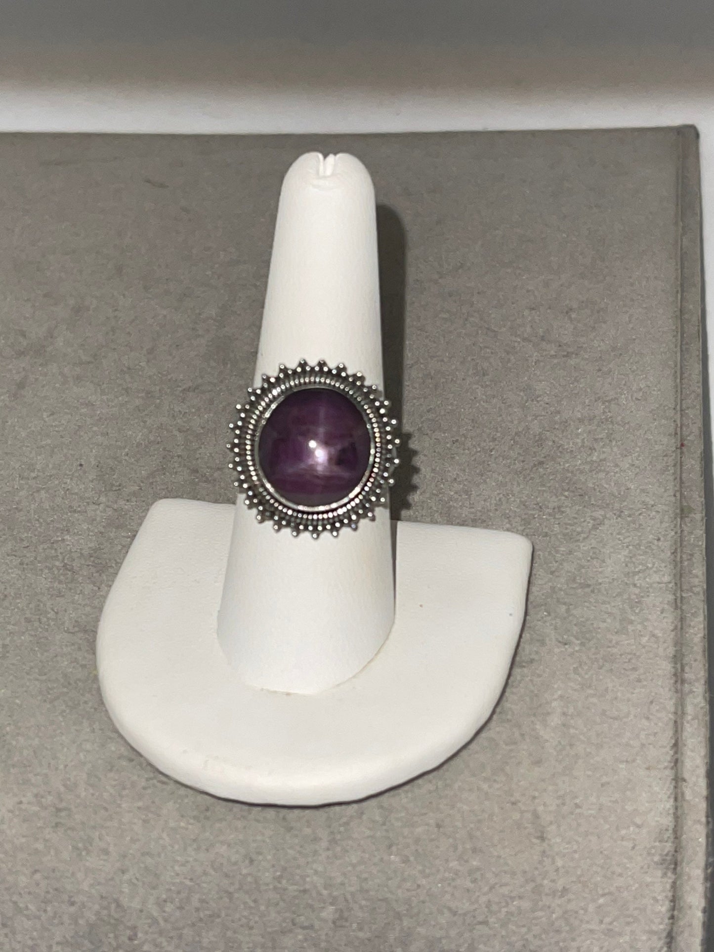 Natural Star Ruby Bezel Set Ring (Size 8)