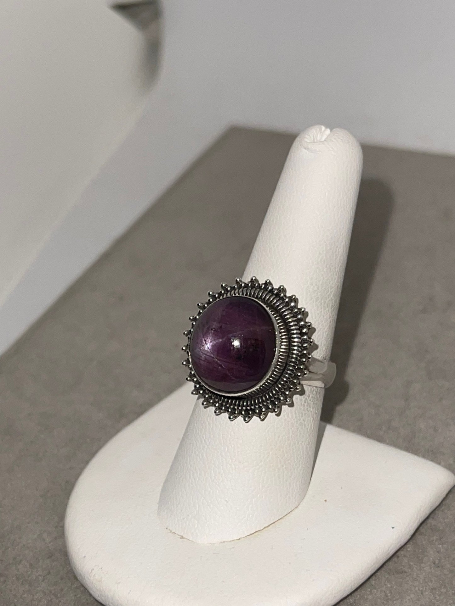 Natural Star Ruby Bezel Set Ring (Size 8)