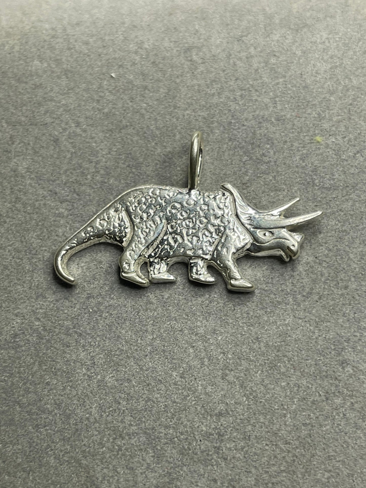 Handmade Triceratops Sterling Silver Pendant