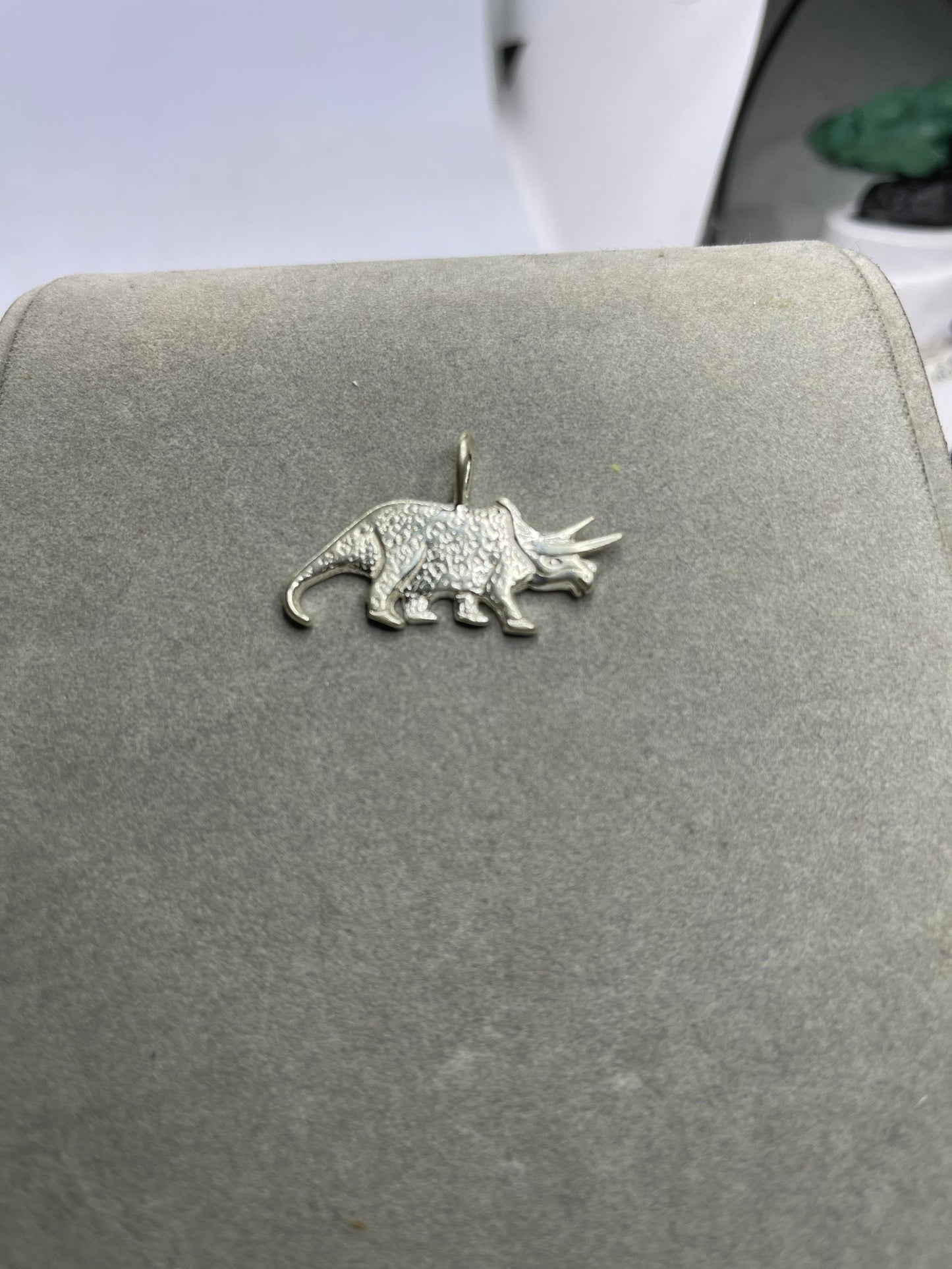 Handmade Triceratops Sterling Silver Pendant
