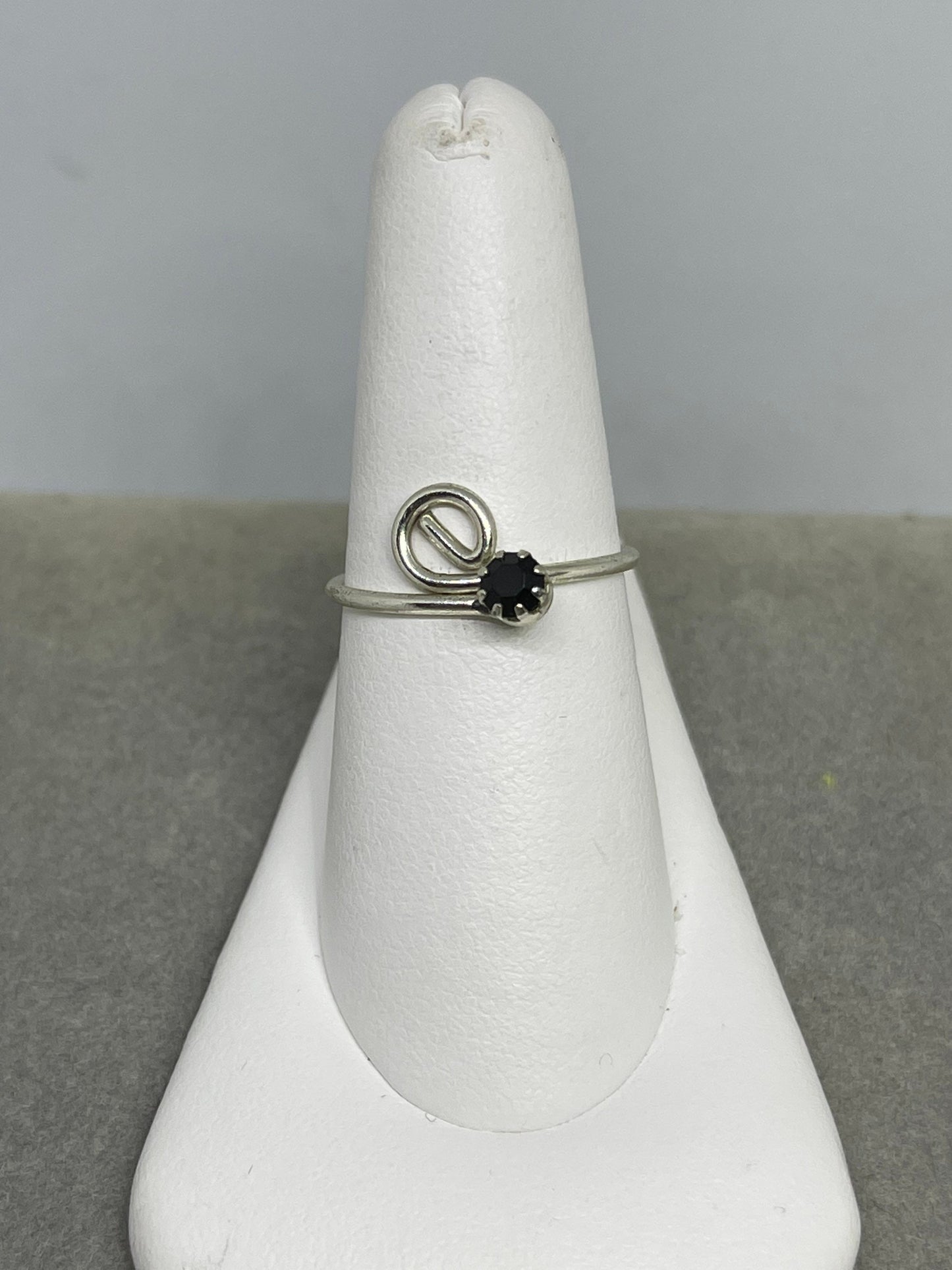 Midnight Sapphire Sterling Silver Adjustable Ring (Size 7-11)