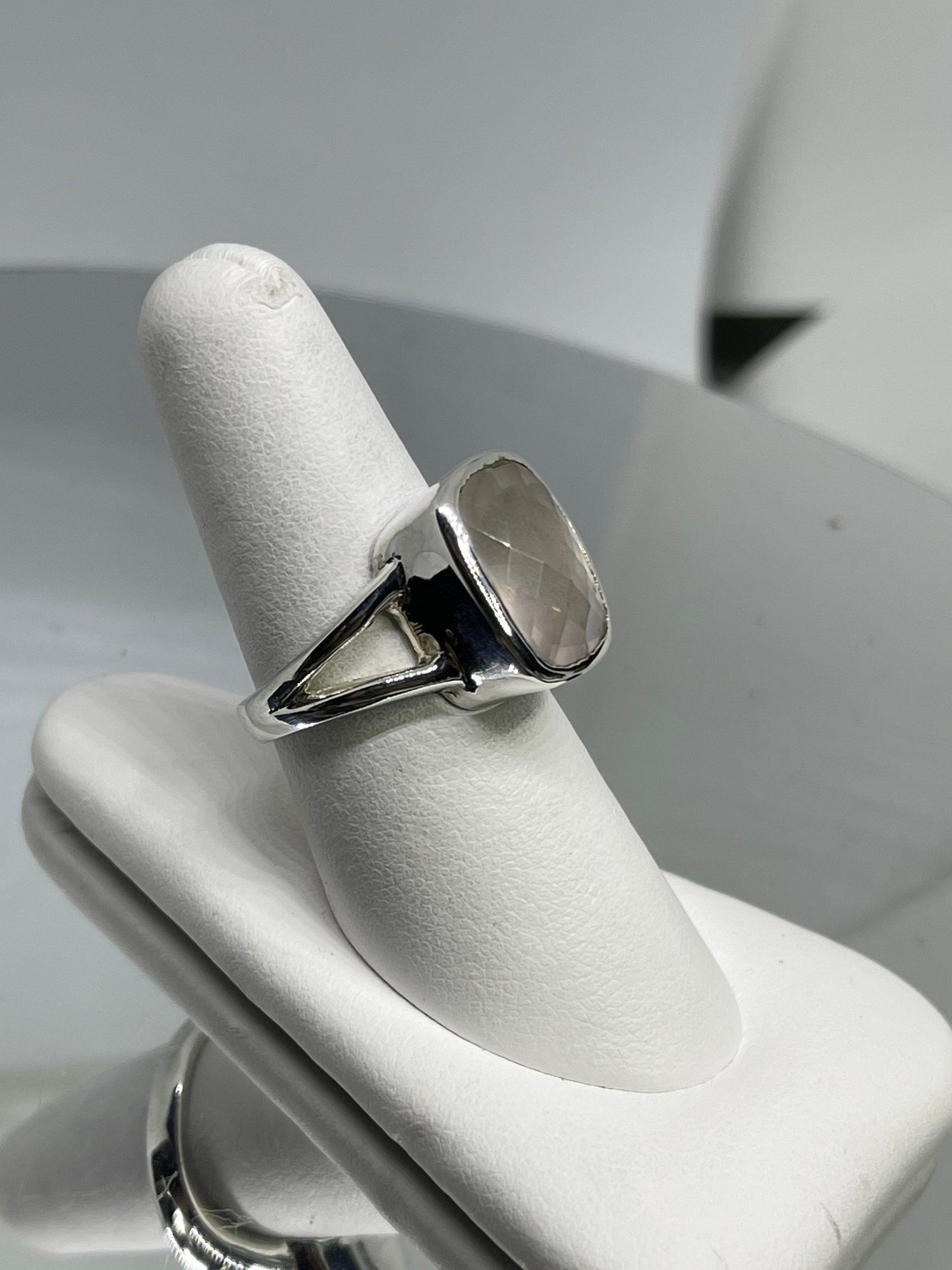 Natural Rose Quartz Sterling Silver Ring