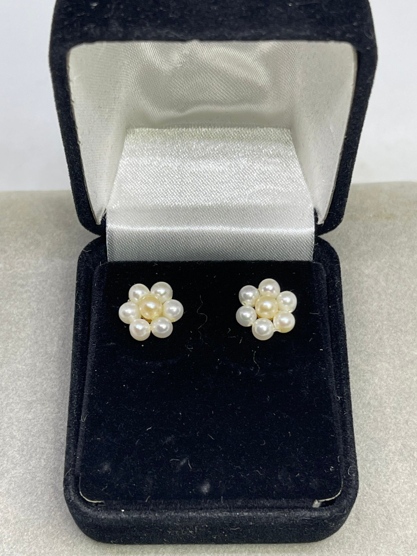 Natural Freshwater Pearl Cluster 14k Yellow Gold Earrings