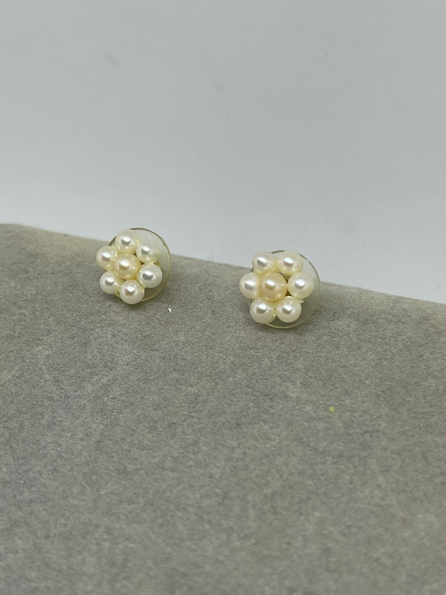 Natural Freshwater Pearl Cluster 14k Yellow Gold Earrings