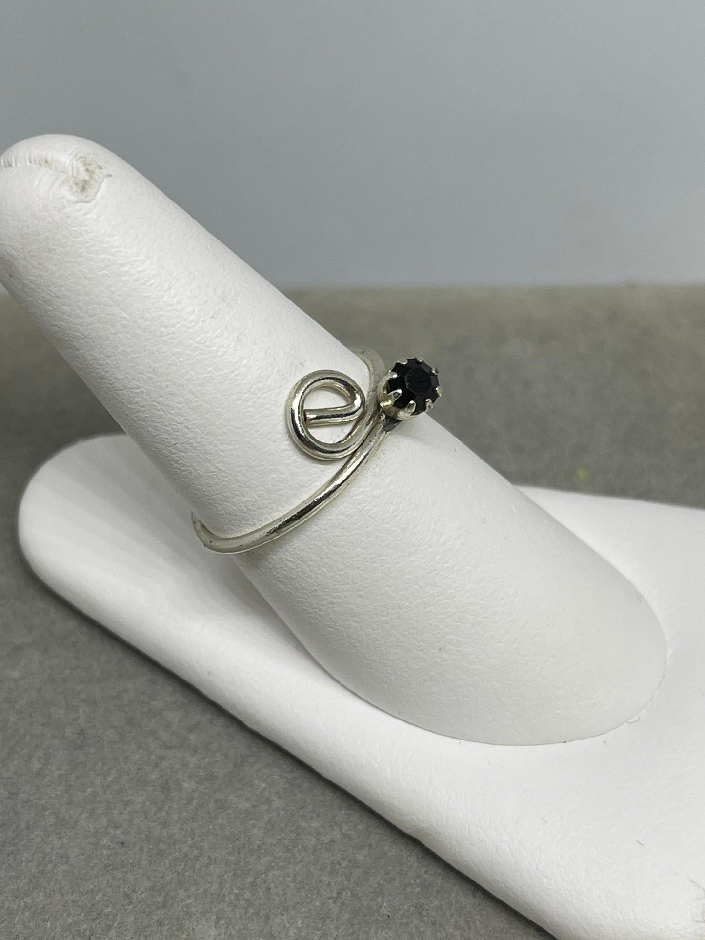 Midnight Sapphire Sterling Silver Adjustable Ring (Size 7-11)