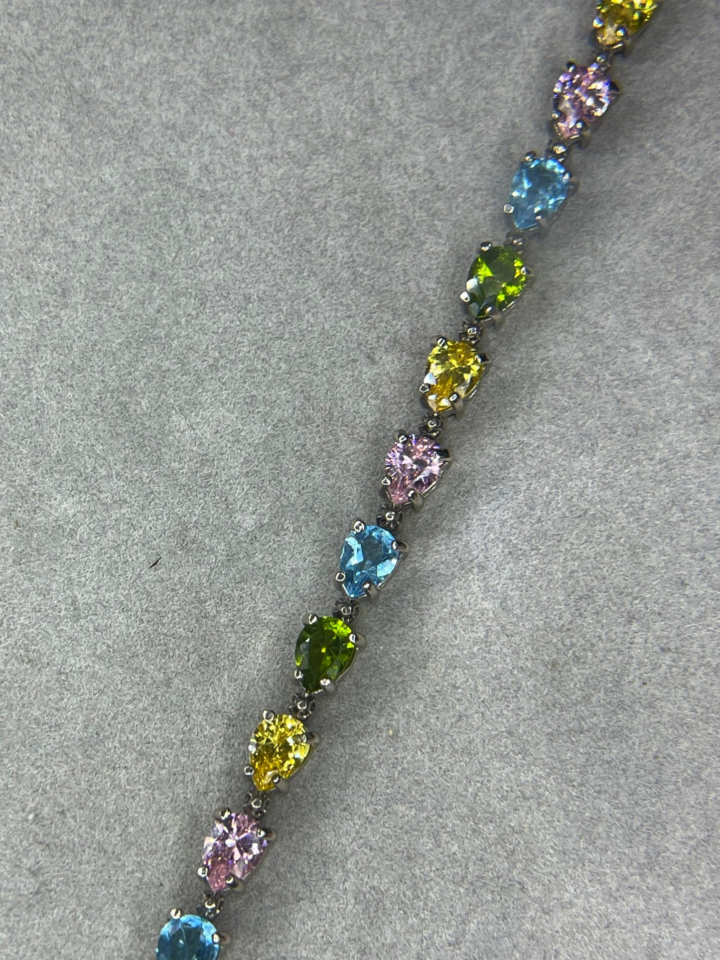 Semi Precious Pear Cut Sterling Silver Bracelet